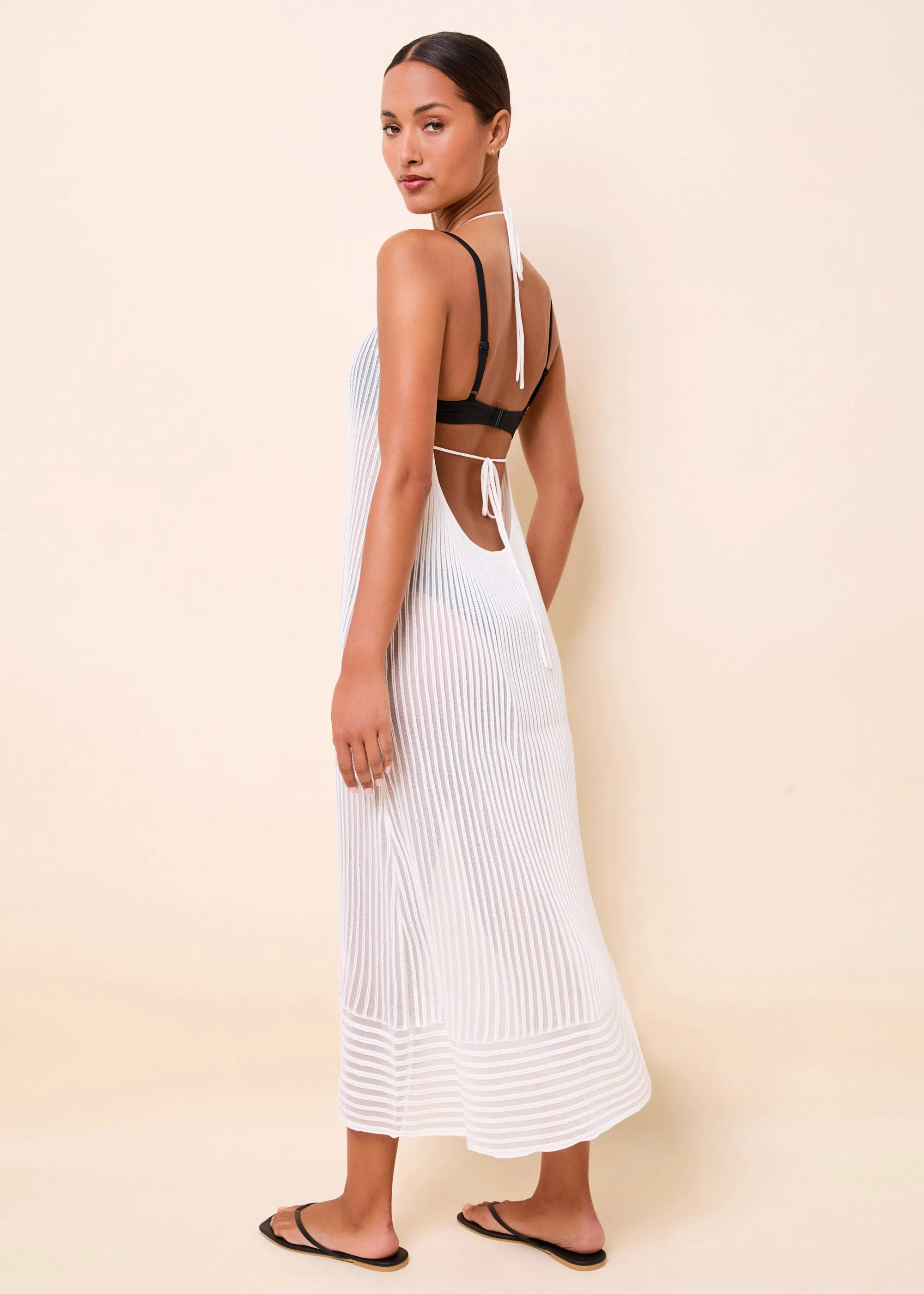 Callisto Dress Sheer Stripe Optic White sold by SOLID & STRIPED product image thumbnail 2