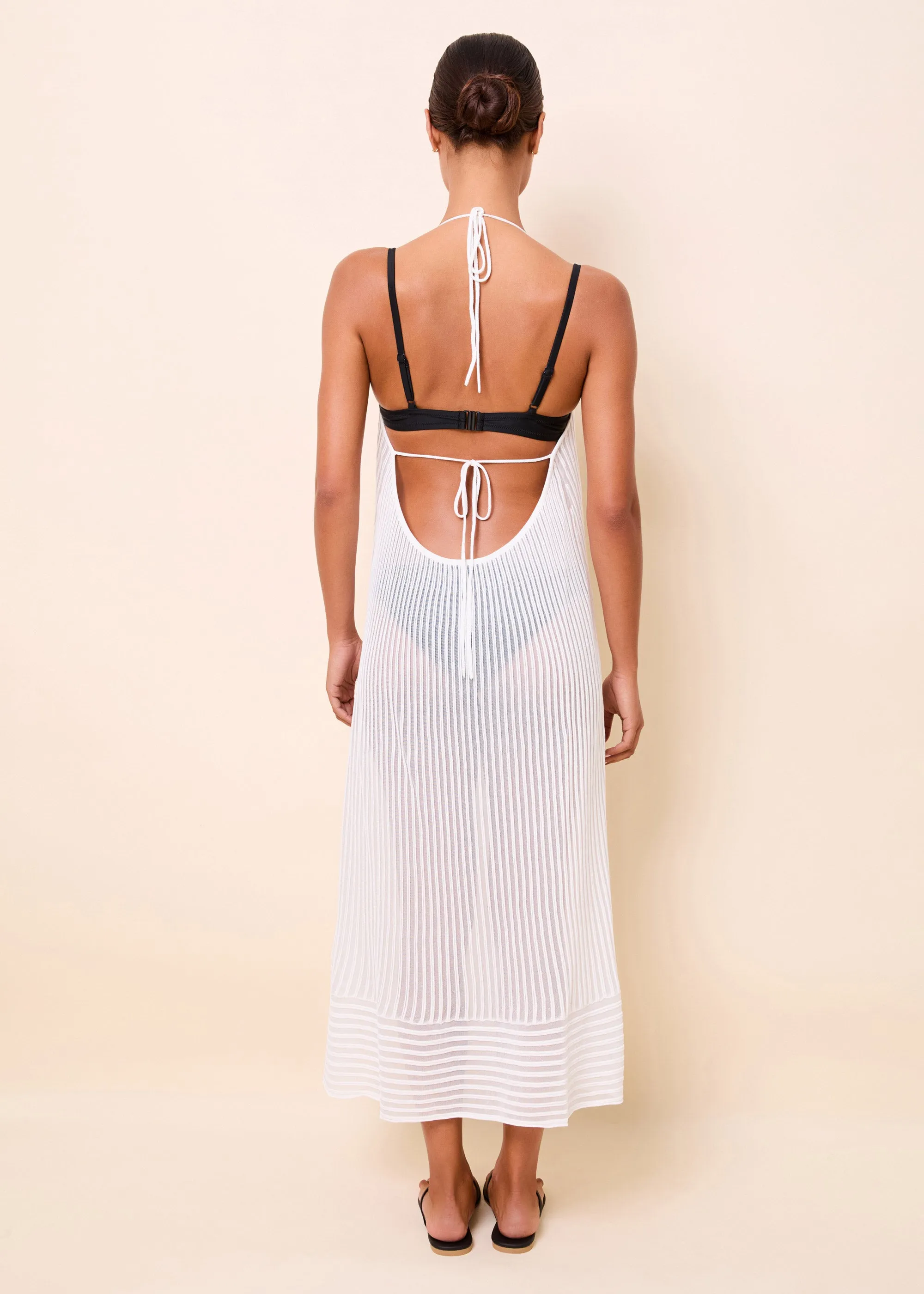 Callisto Dress Sheer Stripe Optic White sold by SOLID & STRIPED product image thumbnail 3