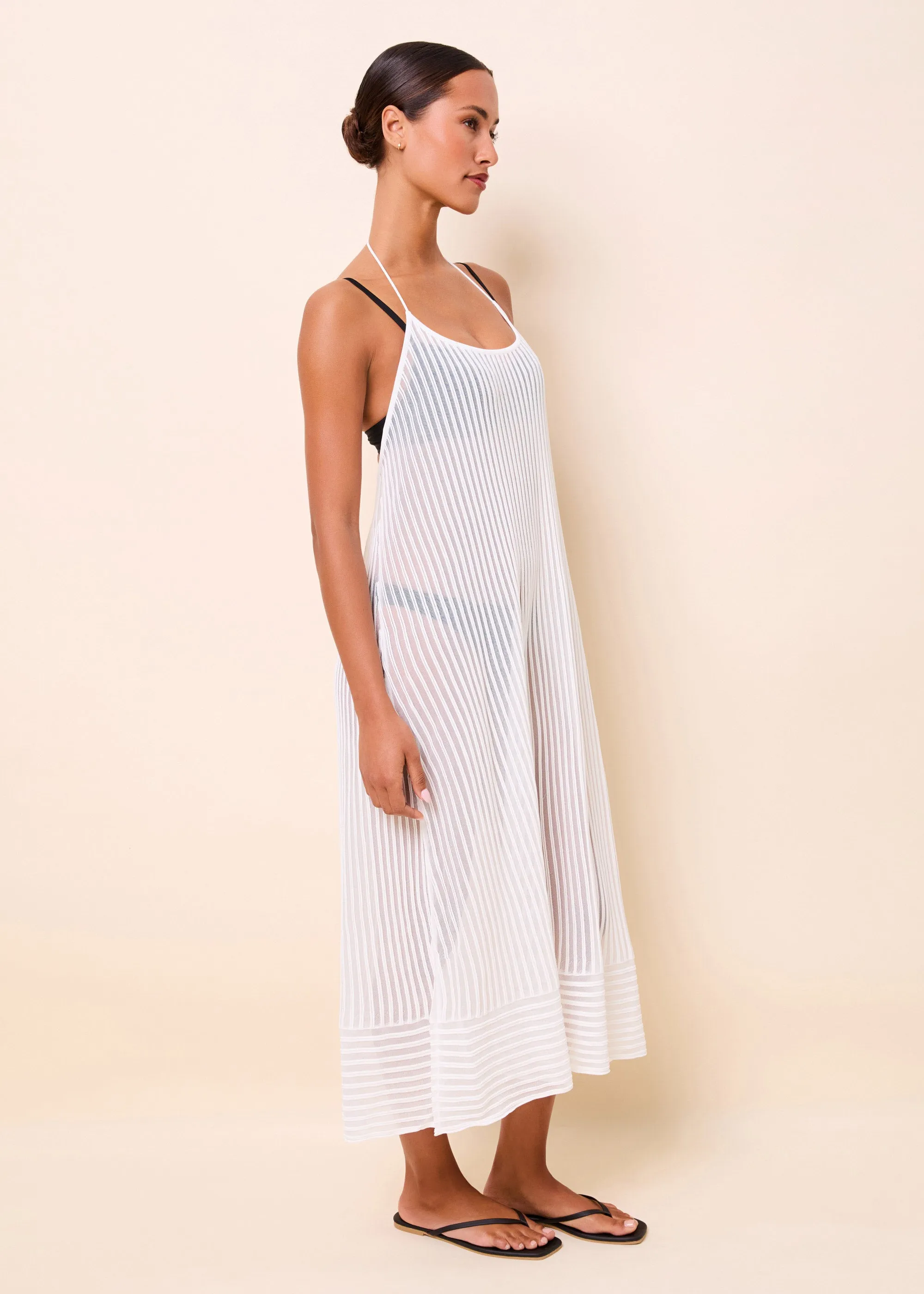 Callisto Dress Sheer Stripe Optic White sold by SOLID & STRIPED product image thumbnail 4