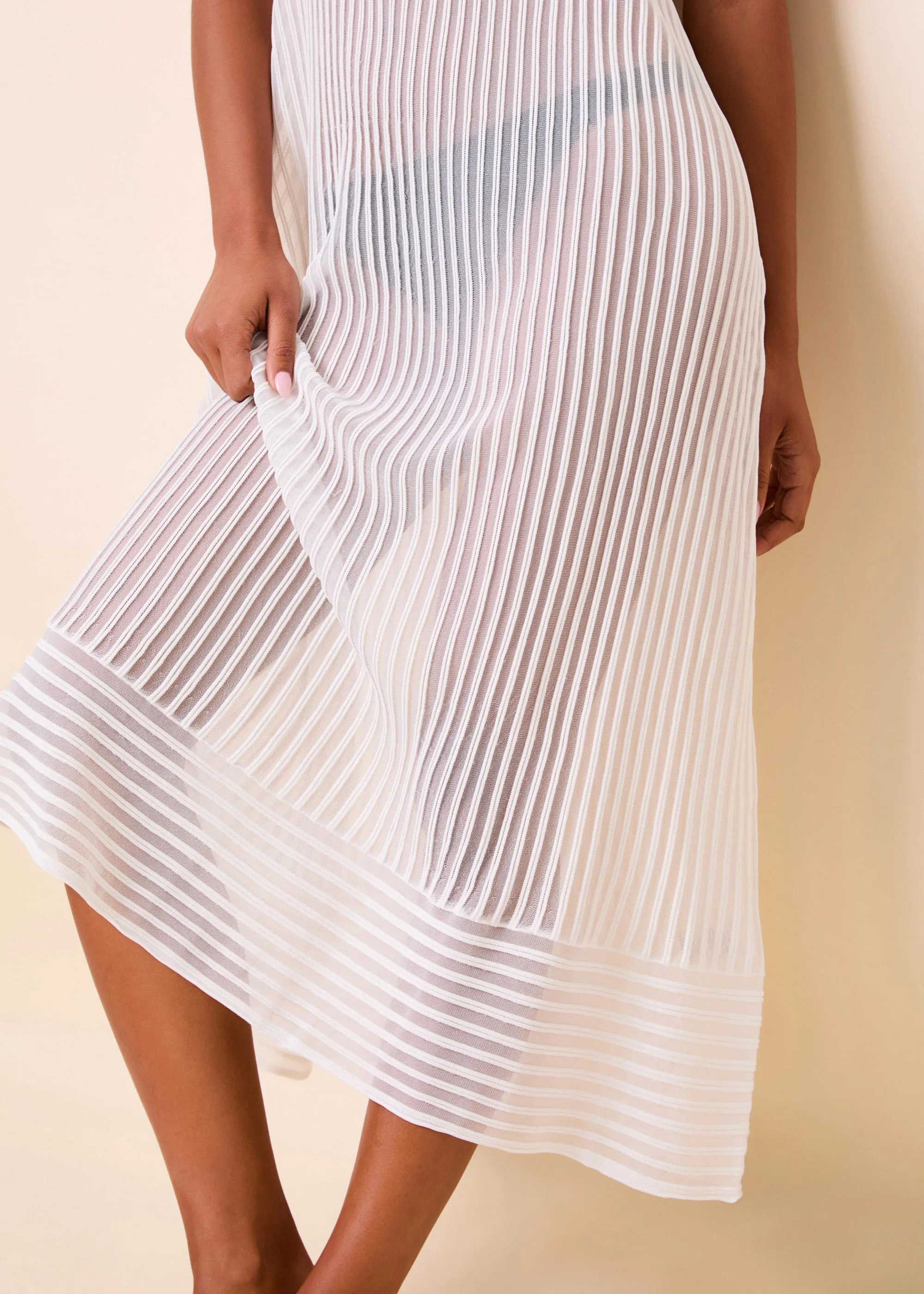 Callisto Dress Sheer Stripe Optic White sold by SOLID & STRIPED product image thumbnail 5
