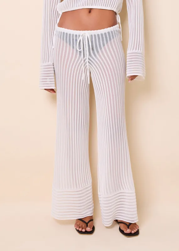 Athena Pant Sheer Stripe Optic White made by SOLID & STRIPED