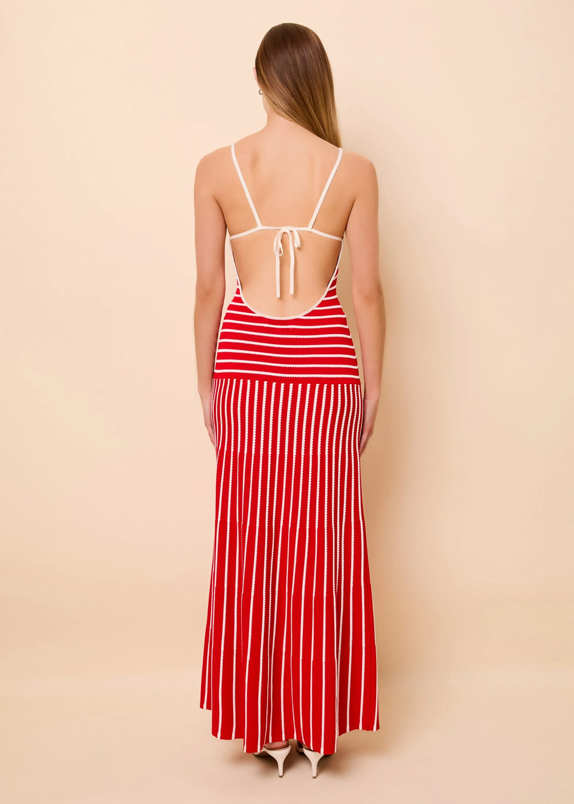 Lottie Dress Tucked Stripe Lipstick Red sold by SOLID & STRIPED product image thumbnail 2