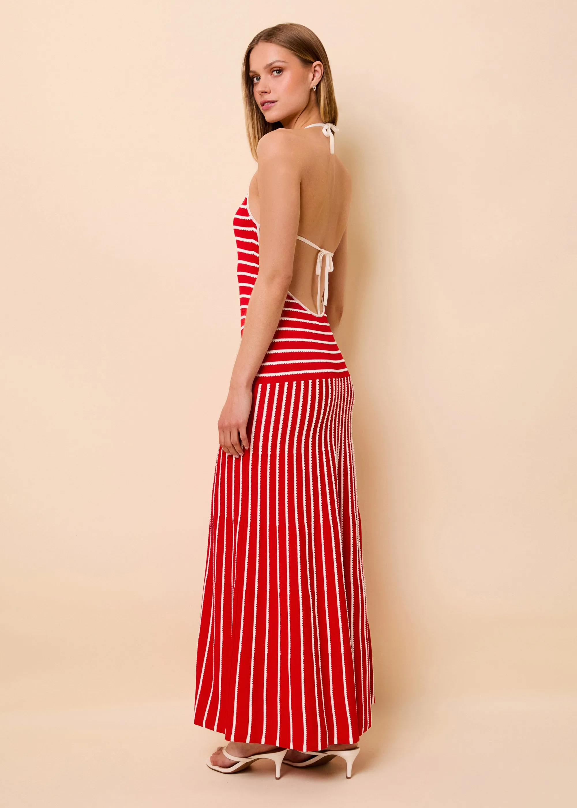 Lottie Dress Tucked Stripe Lipstick Red sold by SOLID & STRIPED product image thumbnail 3