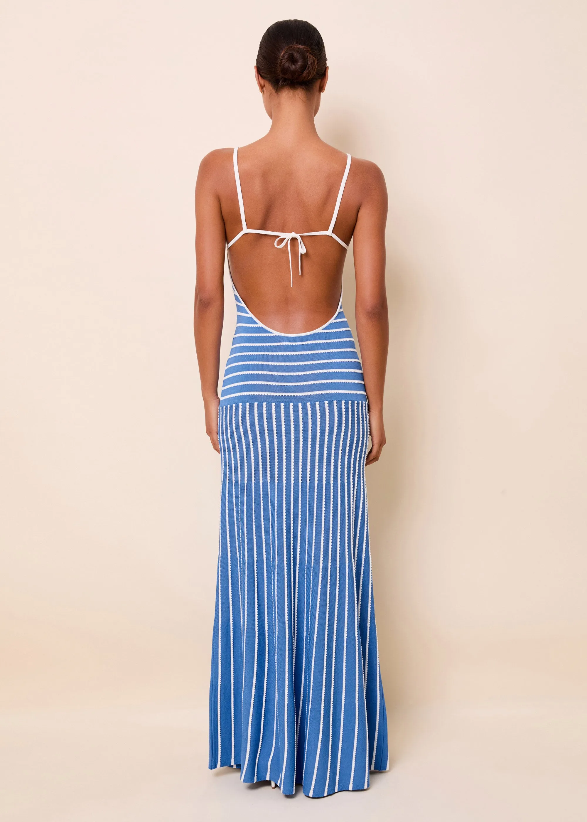 Lottie Dress Tucked Stripe Marina Blue sold by SOLID & STRIPED product image thumbnail 4