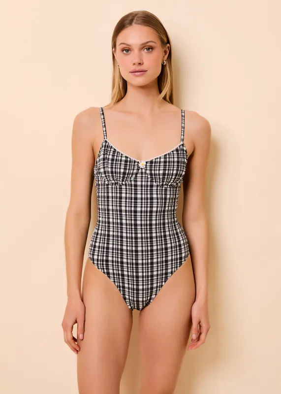 Taylor One Piece Puckered Plaid Noir made by SOLID & STRIPED