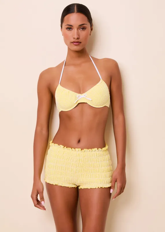 Mimi Short Puckered Gingham Citrina made by SOLID & STRIPED