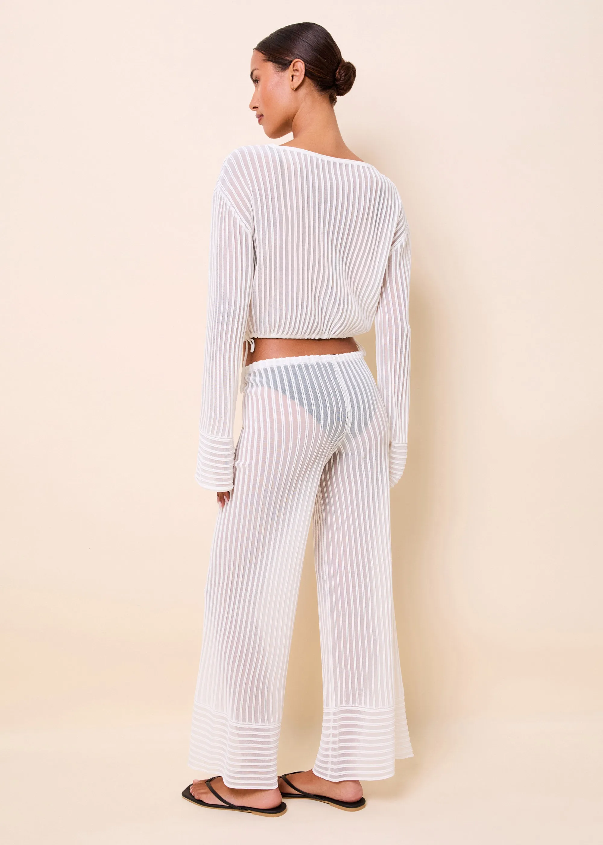Athena Pant Ottoman Stripe Optic White sold by SOLID & STRIPED product image thumbnail 3