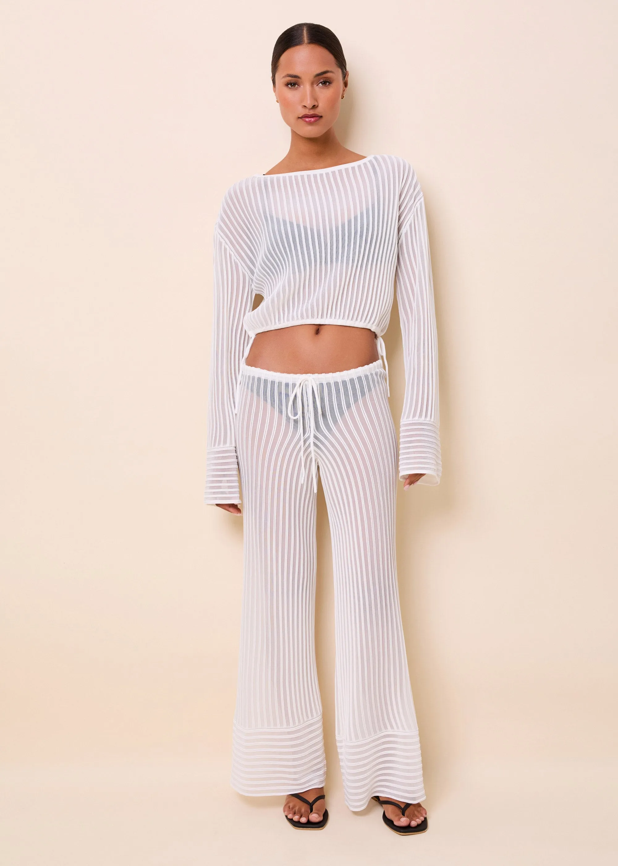 Athena Pant Ottoman Stripe Optic White sold by SOLID & STRIPED product image thumbnail 5
