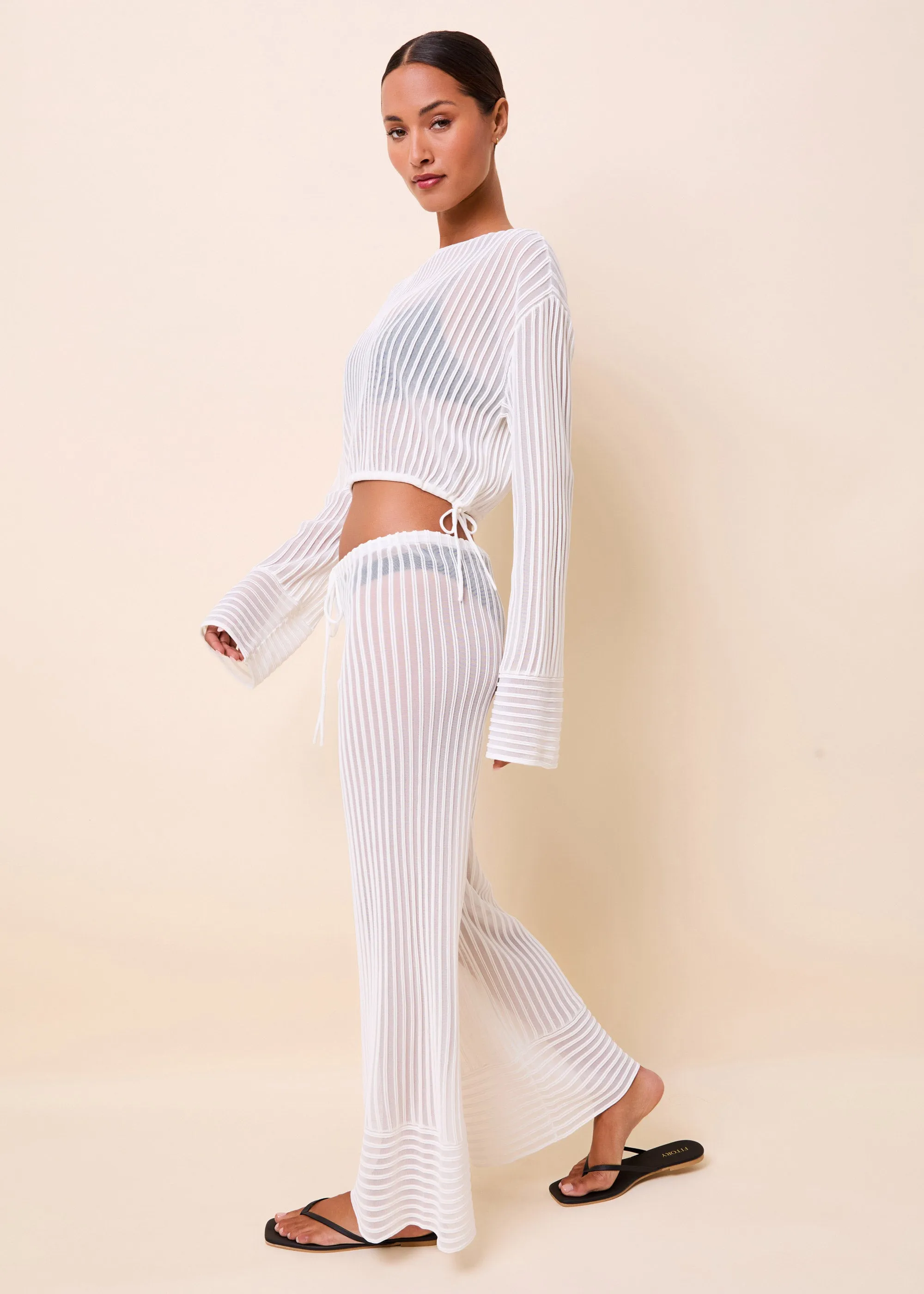 Athena Pant Ottoman Stripe Optic White sold by SOLID & STRIPED product image thumbnail 2