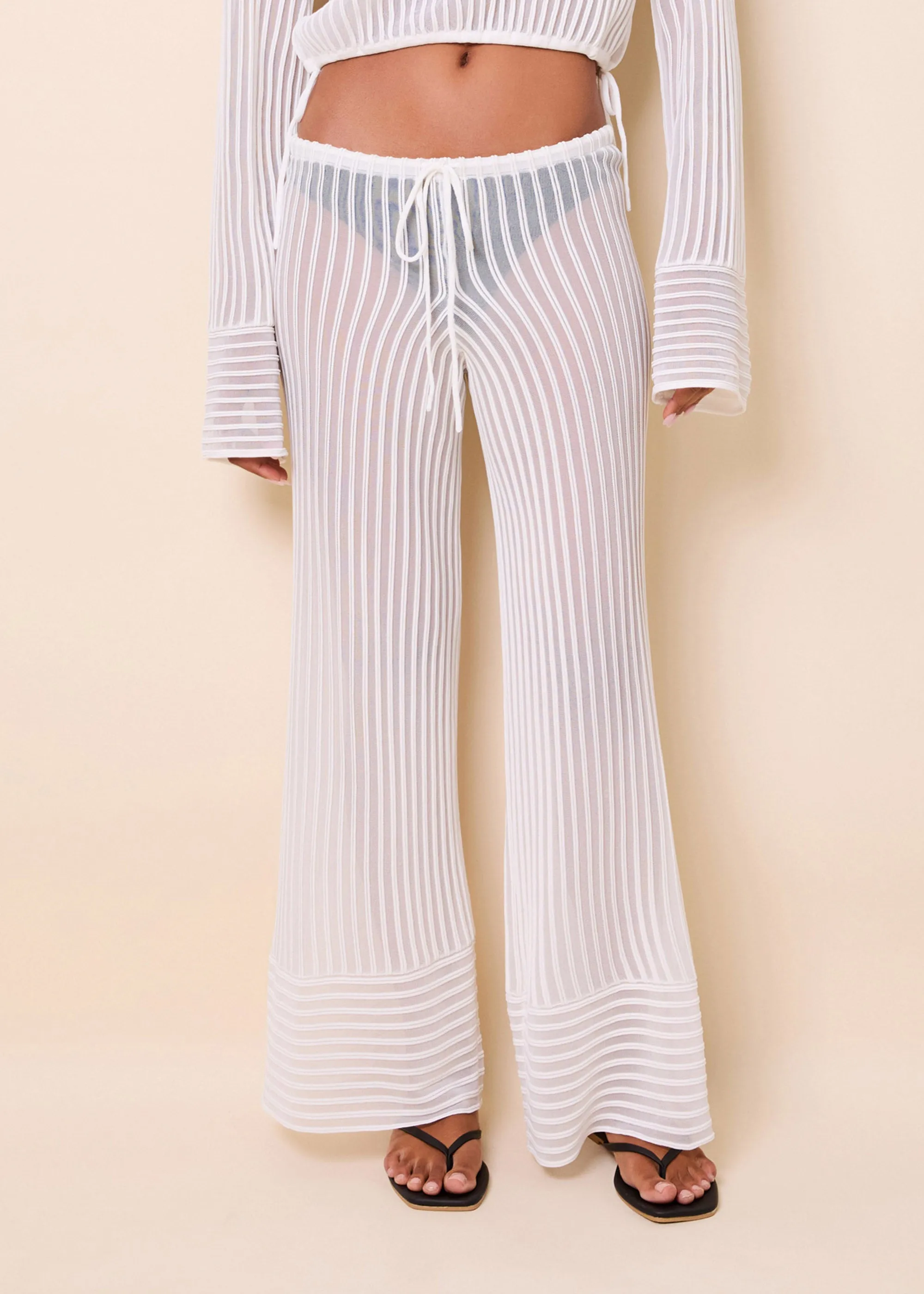 Athena Pant Ottoman Stripe Optic White sold by SOLID & STRIPED