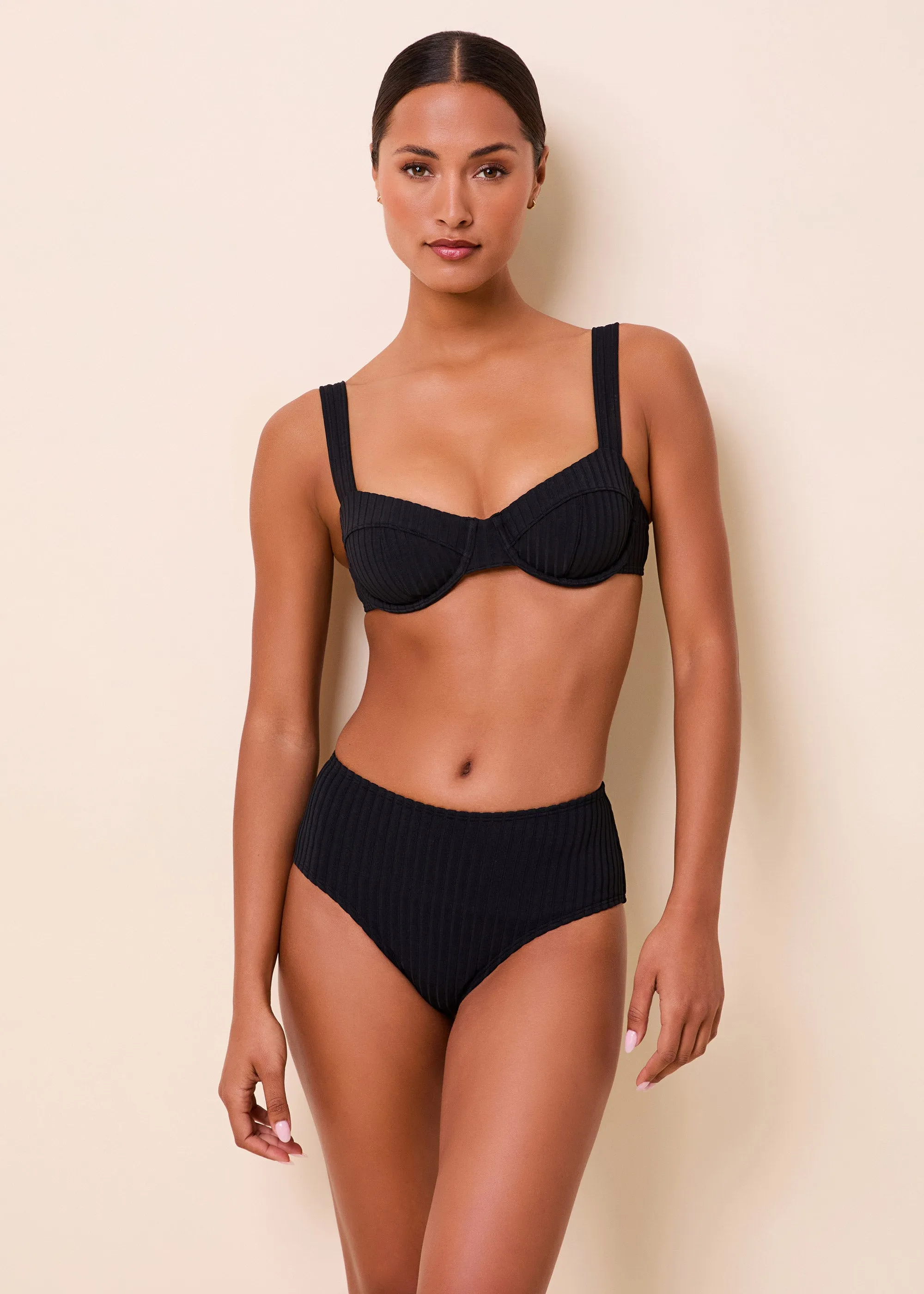 Lilo Bikini Bottom Luxe Rib Noir sold by SOLID & STRIPED product image thumbnail 2