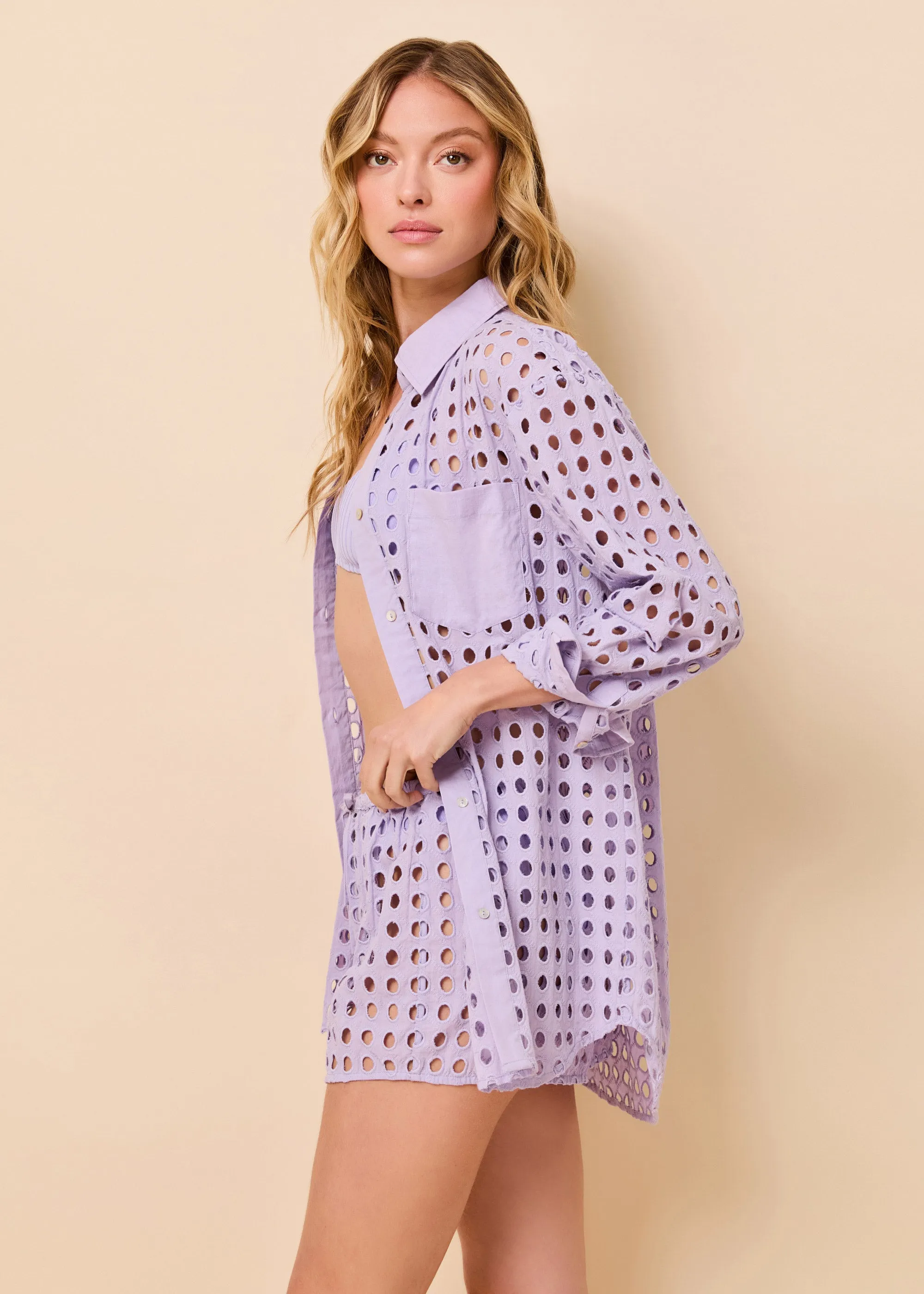 Oxford Tunic Classic Eyelet Soft Iris sold by SOLID & STRIPED product image thumbnail 3