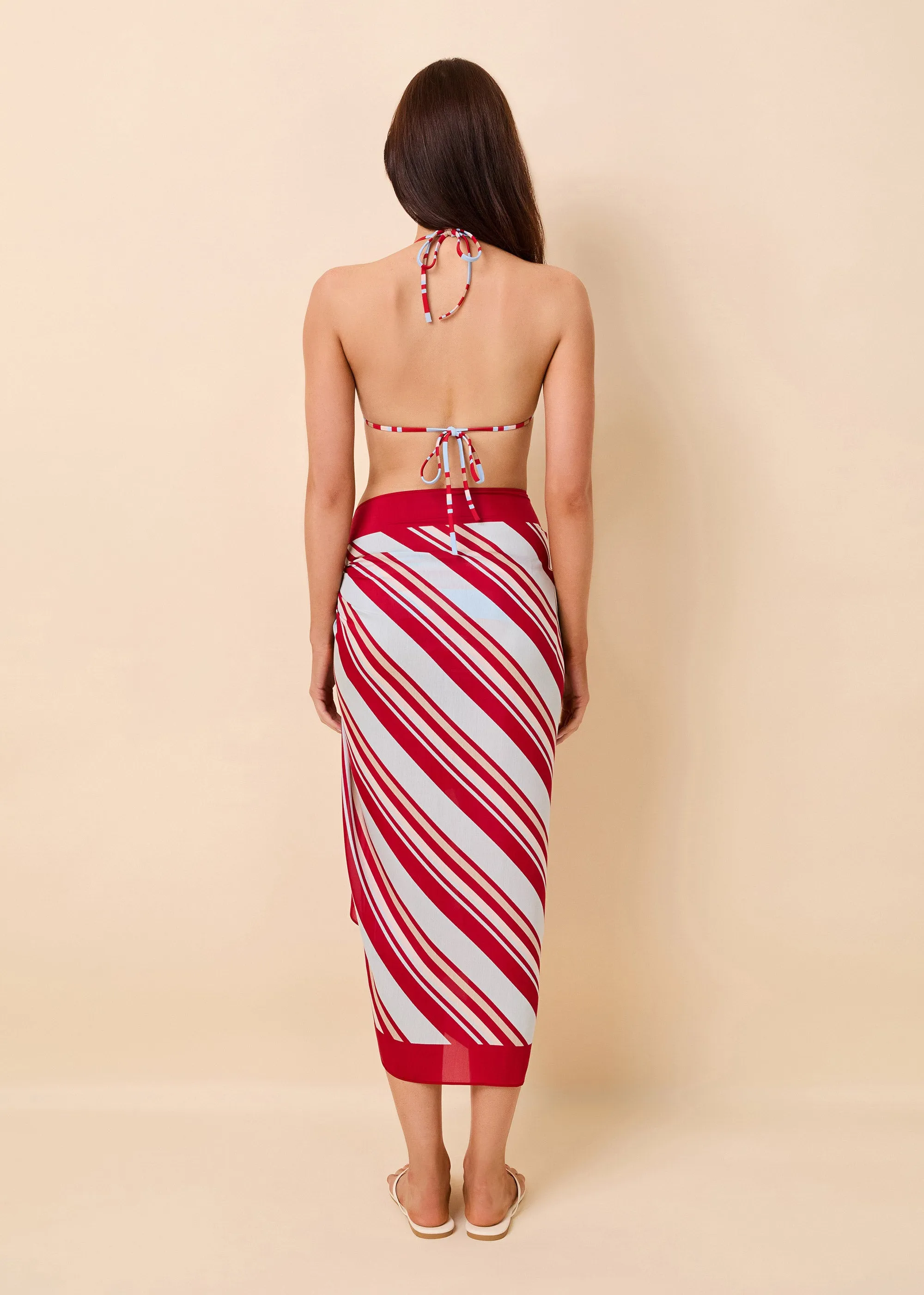 Silk Blend Pareo Cranberry Multi Stripe sold by SOLID & STRIPED product image thumbnail 3