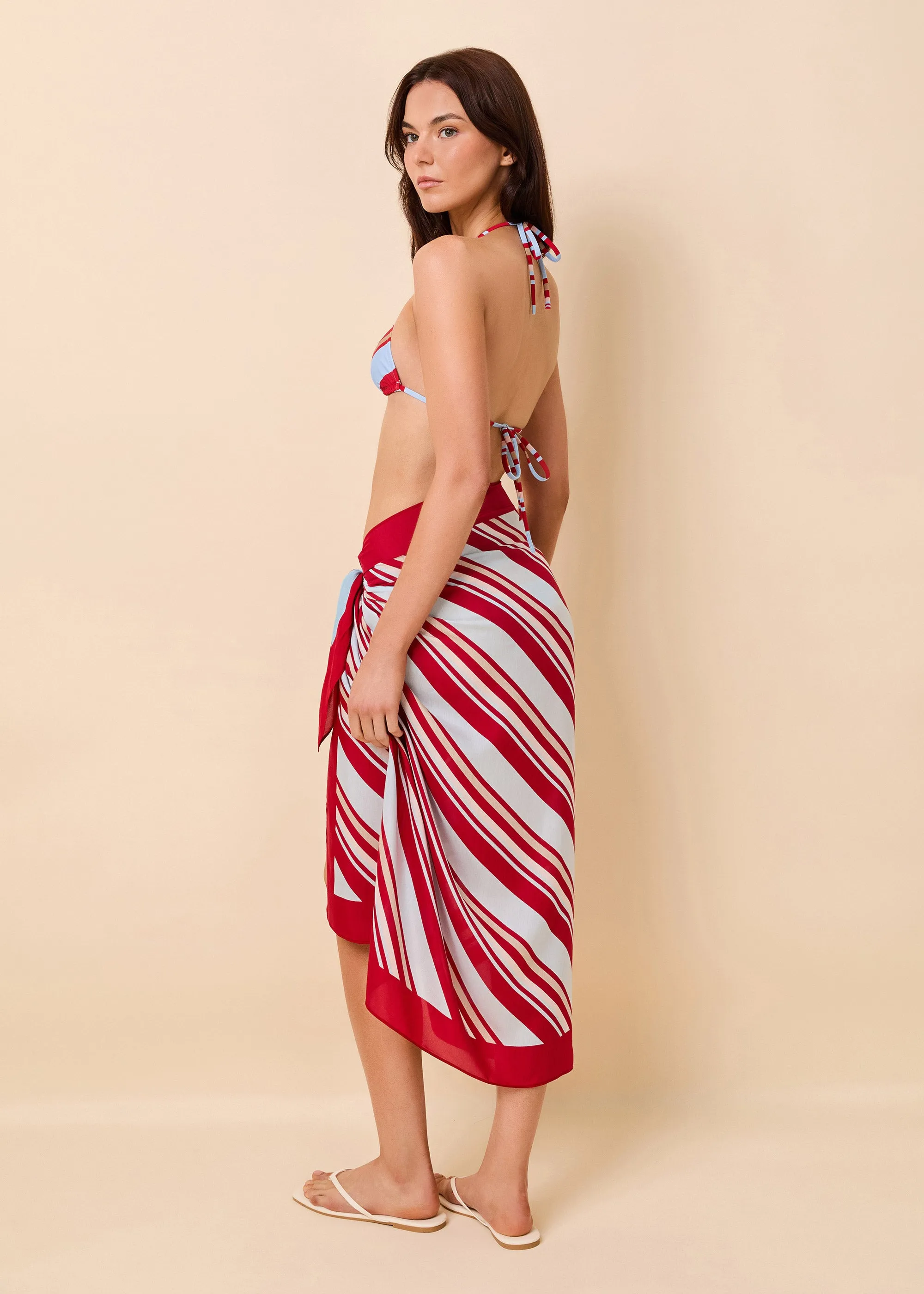 Silk Blend Pareo Cranberry Multi Stripe sold by SOLID & STRIPED product image thumbnail 4