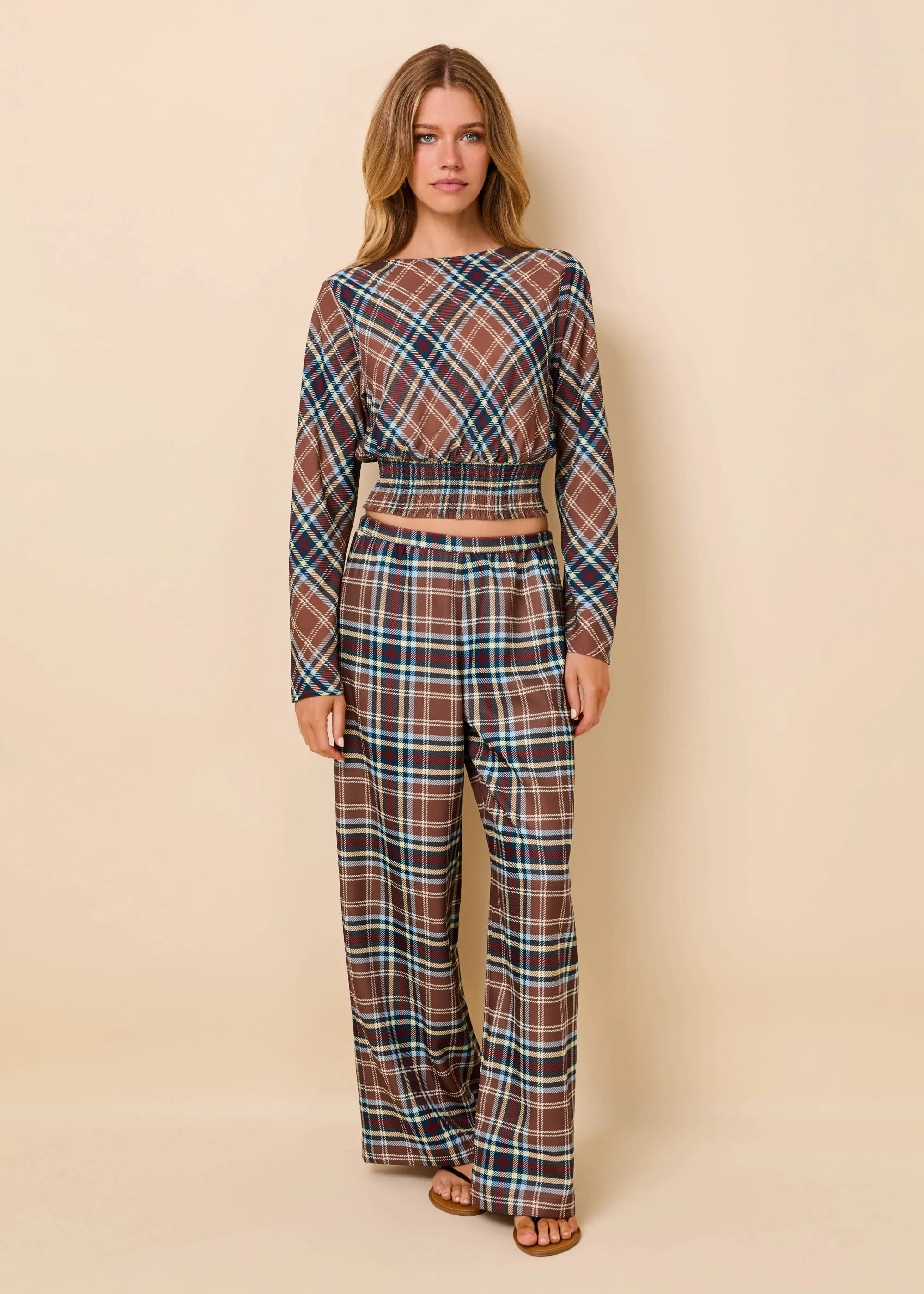 Ace Top Luxe Drape Walnut Wood Plaid sold by SOLID & STRIPED product image thumbnail 4