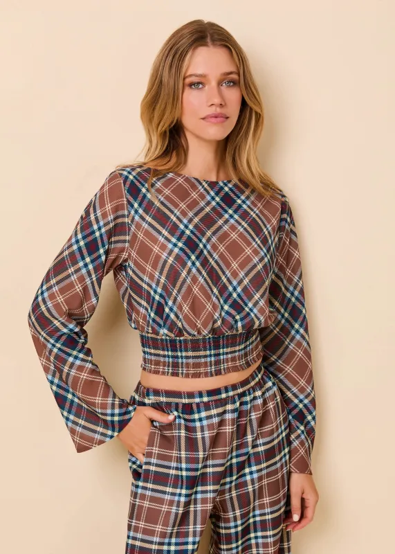 Ace Top Luxe Drape Walnut Wood Plaid made by SOLID & STRIPED