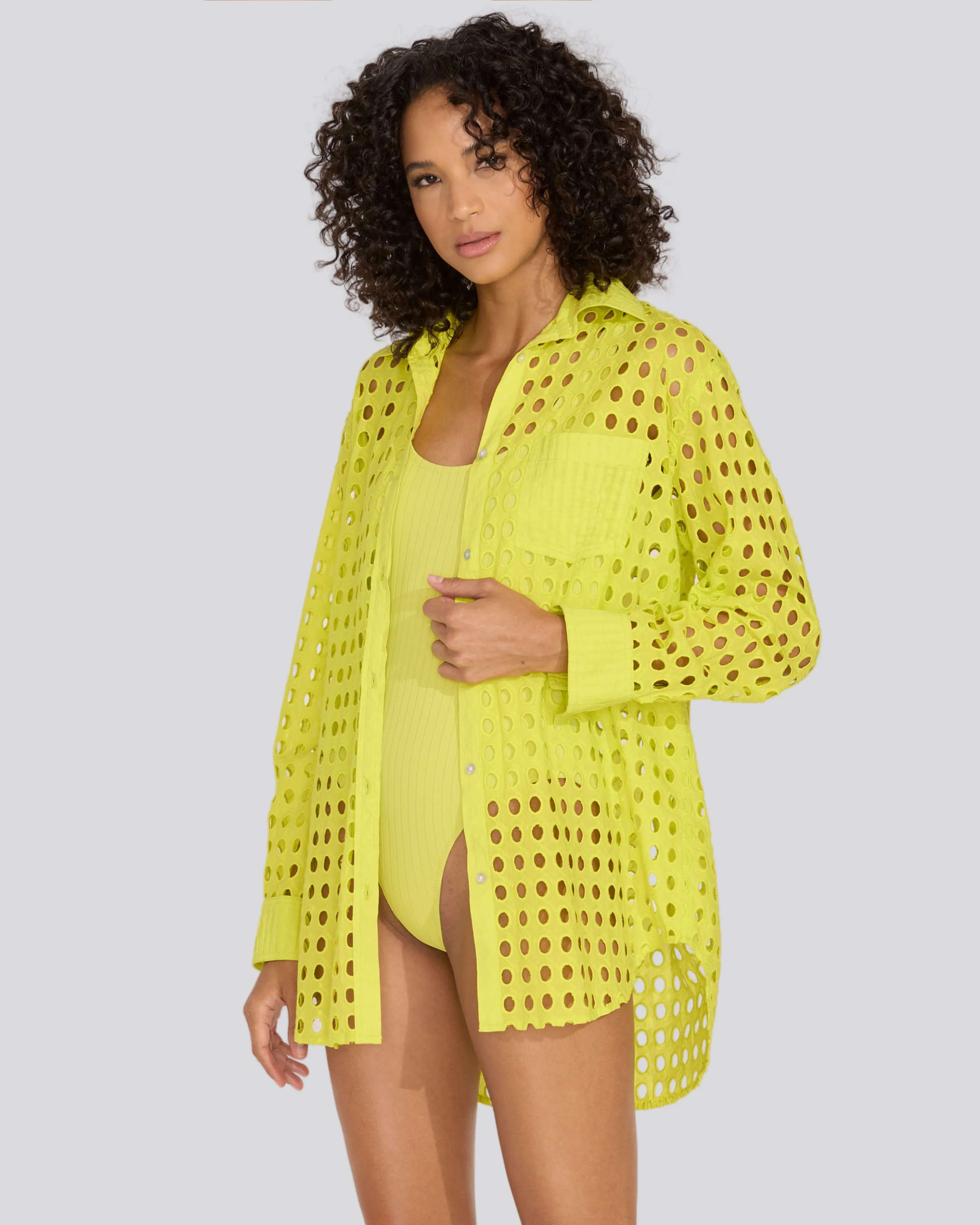 Oxford Tunic Classic Eyelet Chartreuse sold by SOLID & STRIPED product image thumbnail 3
