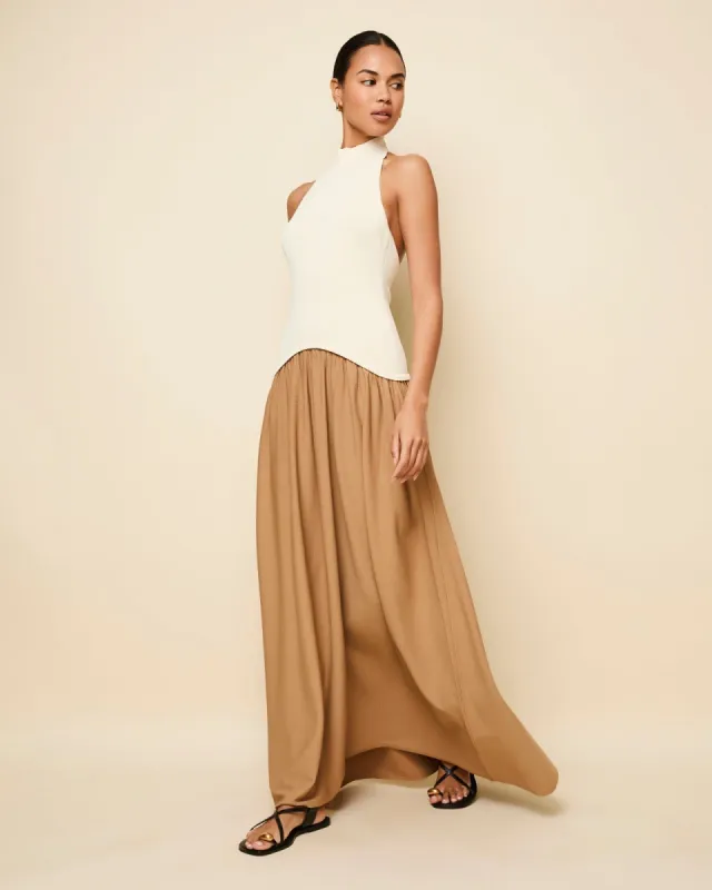 Halter Soglio Dress Ecru Camel sold by SOLID & STRIPED