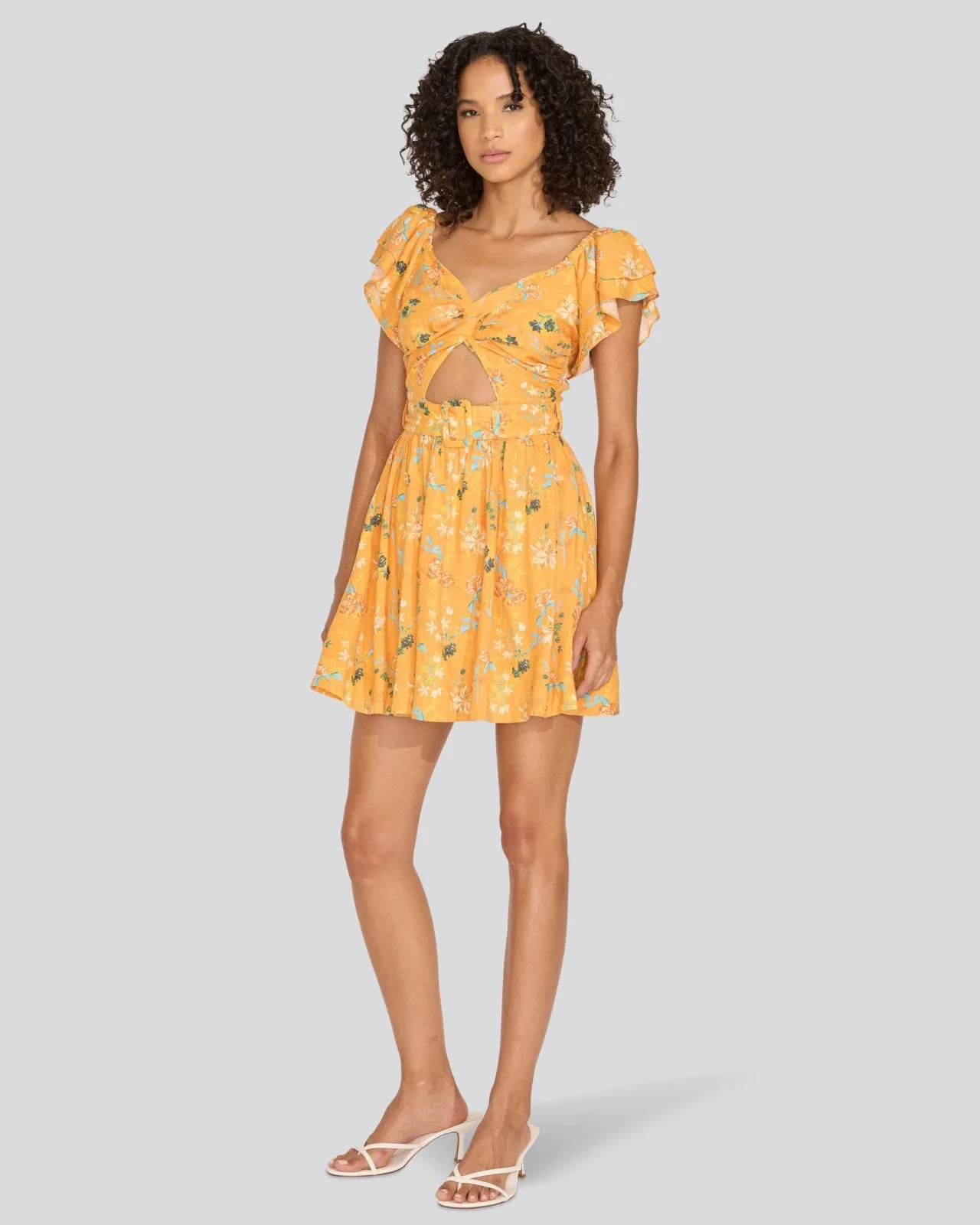 Renata Mini Dress Tangerine Multi Floral sold by SOLID & STRIPED