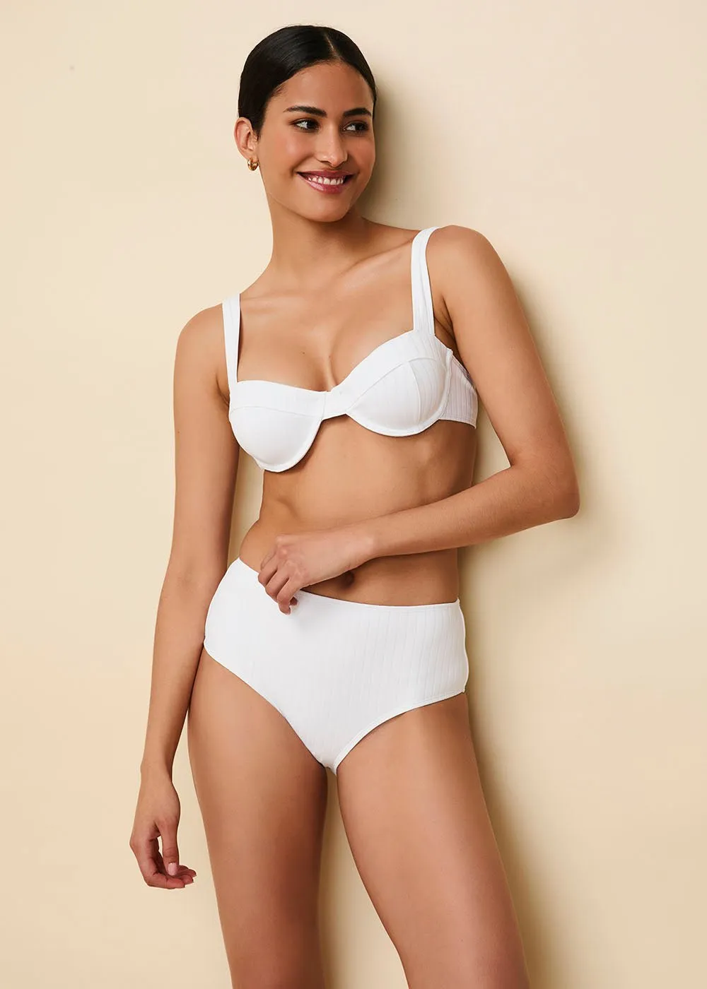 Lilo Ribbed Bikini Top Optic White sold by SOLID & STRIPED