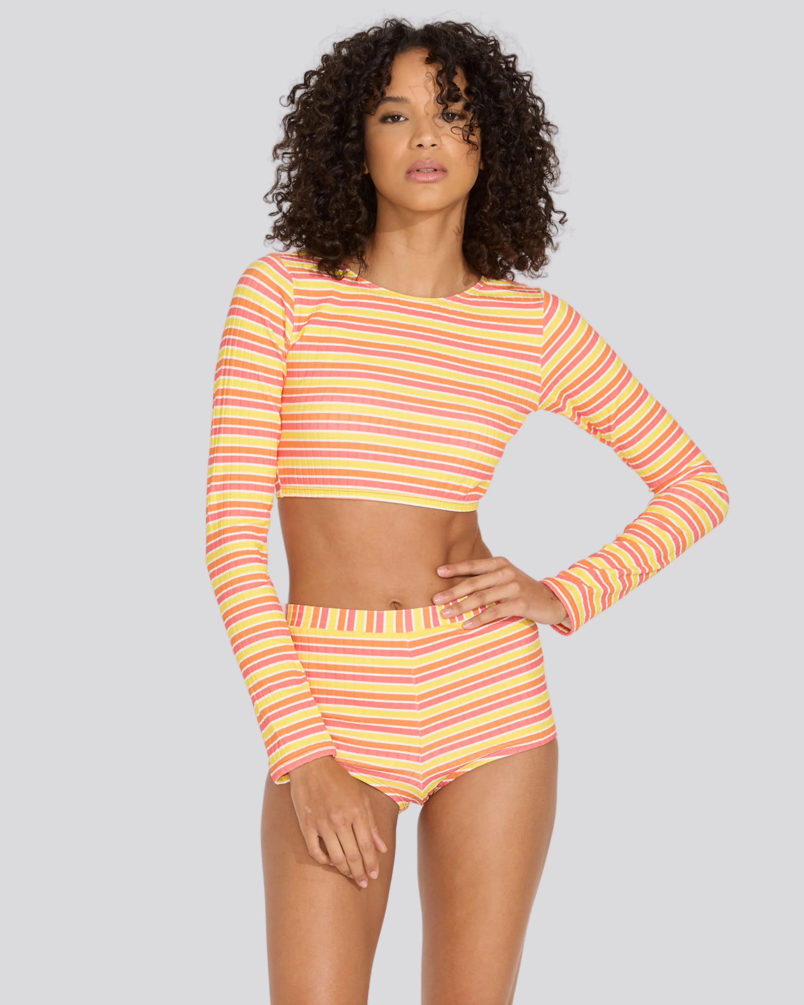 Nola Ribbed Rashguard Sorbet Stripe sold by SOLID & STRIPED