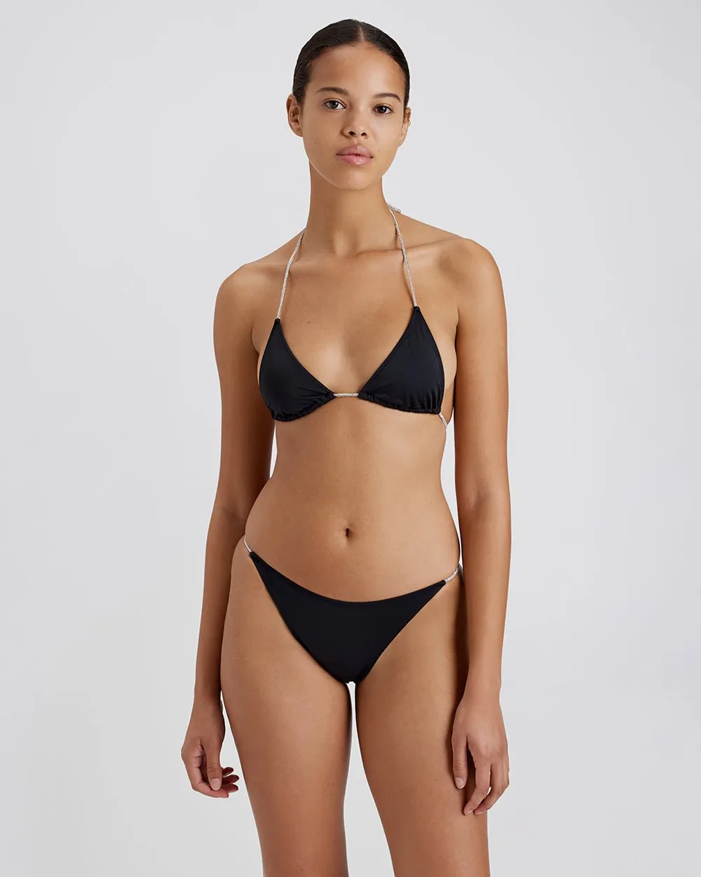Iris Rhinestone Bikini Top Noir sold by SOLID & STRIPED
