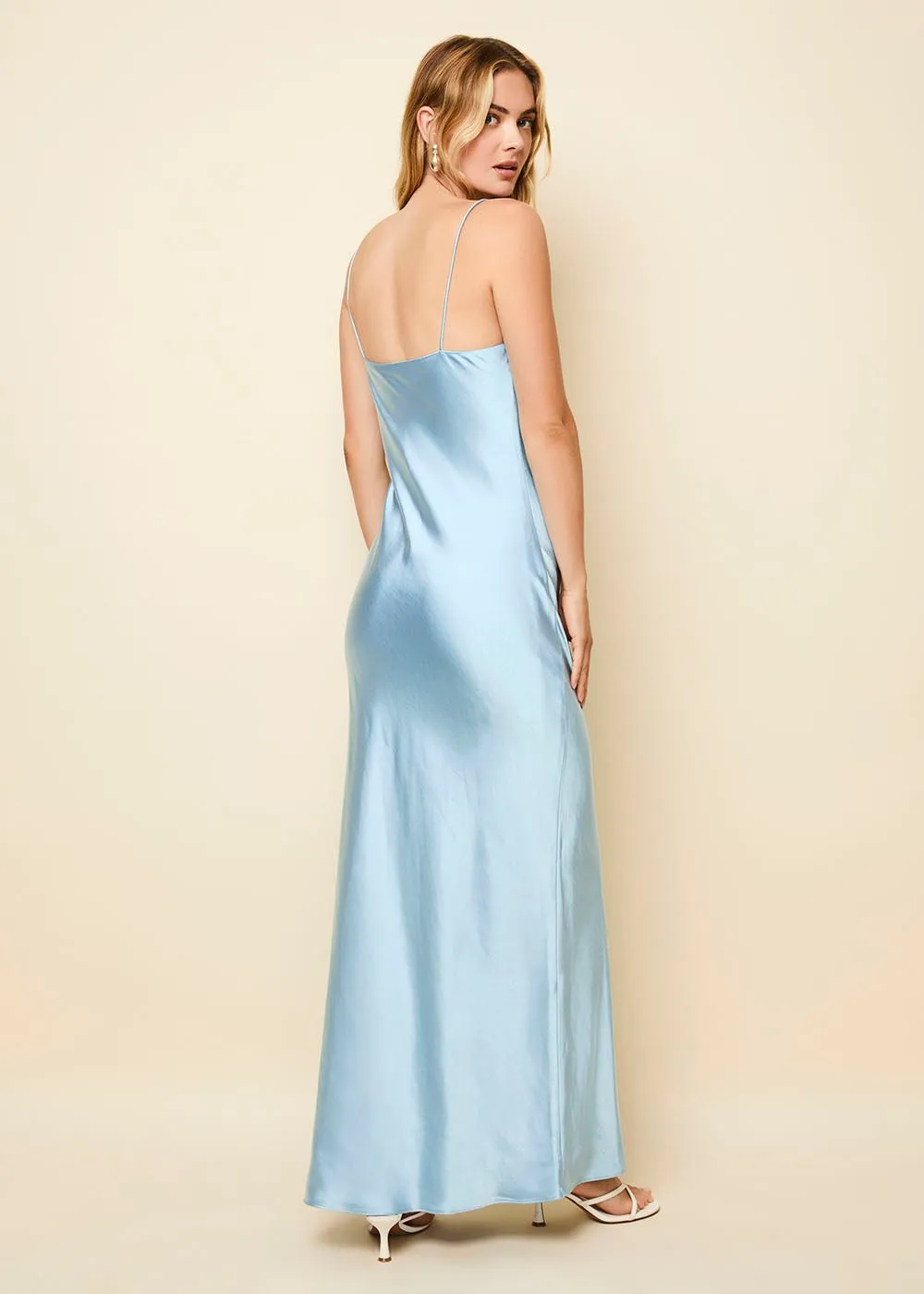 Selena Satin Dress Ice Blue sold by SOLID & STRIPED product image thumbnail 4