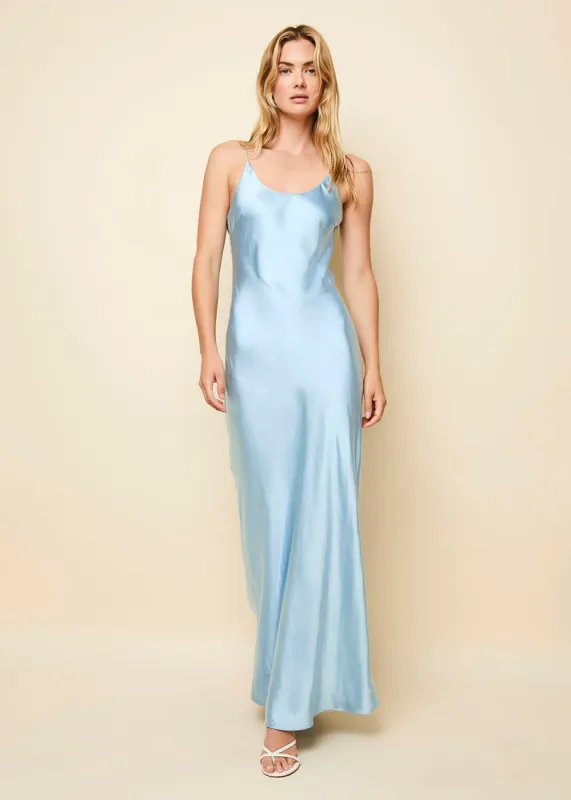 Selena Satin Dress Ice Blue sold by SOLID & STRIPED