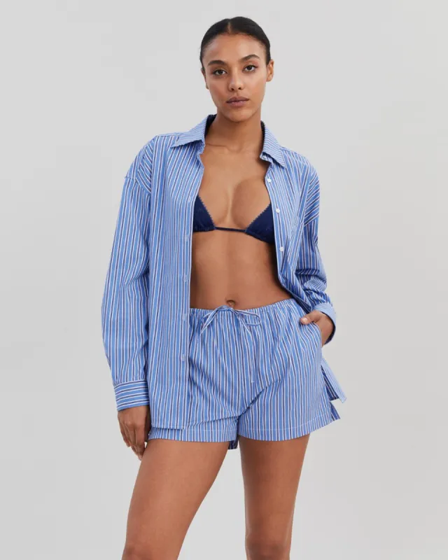 Jancy Button Down Shirt French Navy Stripe sold by SOLID & STRIPED