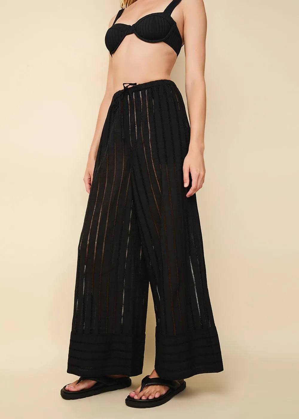 Rentissa Striped Eyelet Pant Noir sold by SOLID & STRIPED product image thumbnail 2
