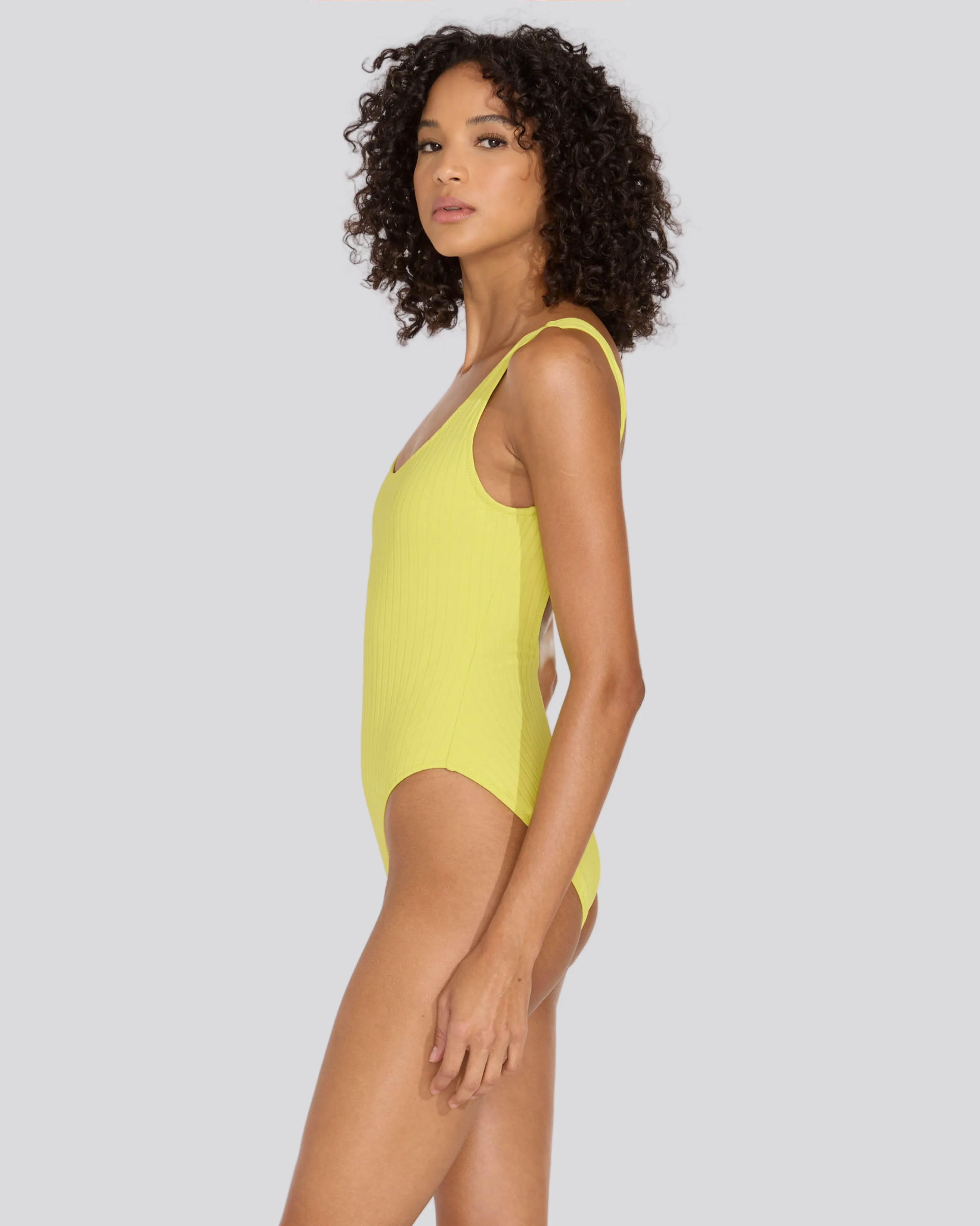 Anne-Marie Ribbed One Piece Chartreuse sold by SOLID & STRIPED product image thumbnail 3