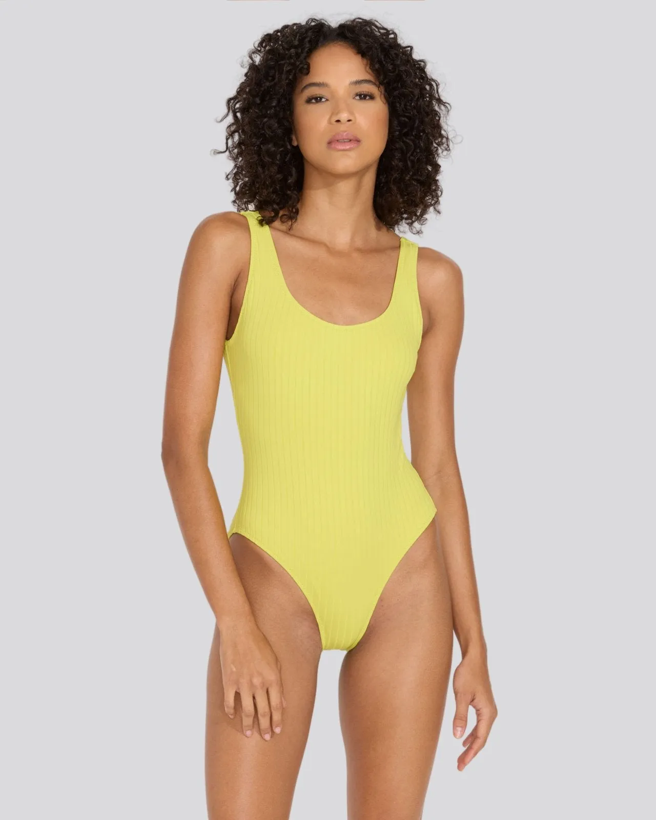 Anne-Marie Ribbed One Piece Chartreuse sold by SOLID & STRIPED