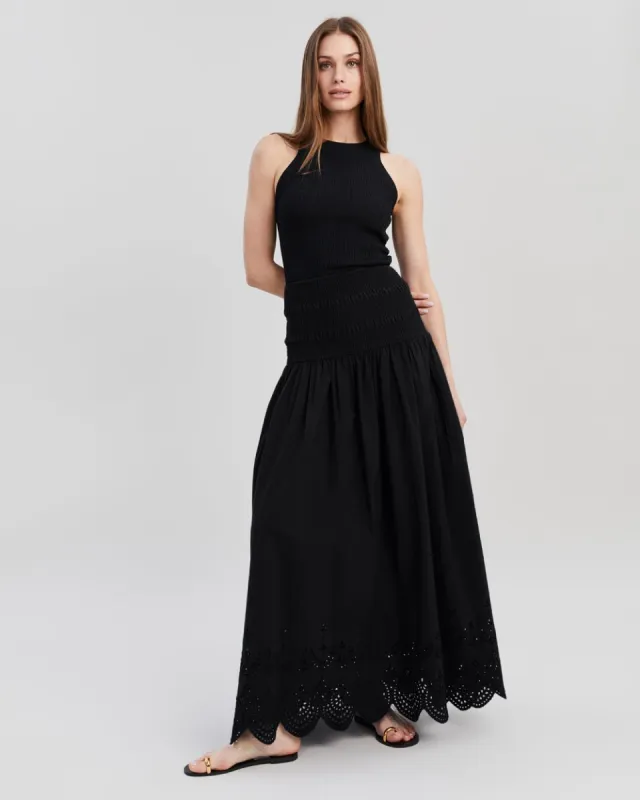 Eyelet Zaria Skirt Noir sold by SOLID & STRIPED