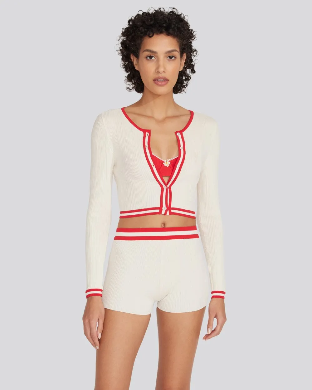 Fleur Cardigan Brule Lipstick Red sold by SOLID & STRIPED