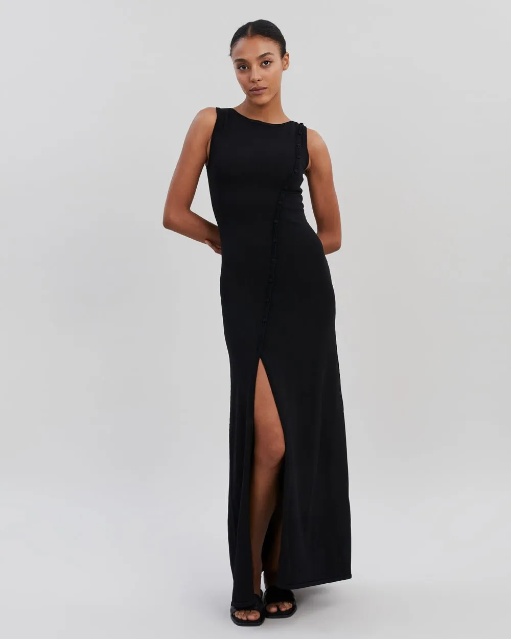 Mila Dress Noir sold by SOLID & STRIPED