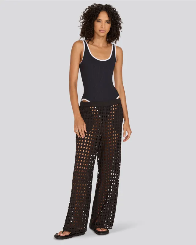 Eyelet Delaney Pant Noir sold by SOLID & STRIPED