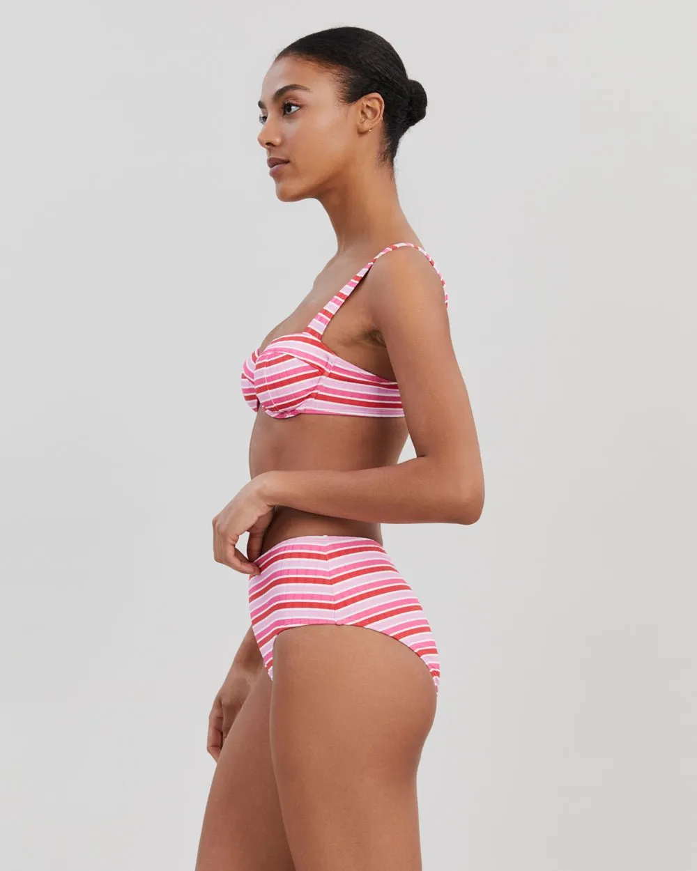 Lilo Ribbed Bikini Top Pink Multi Stripe sold by SOLID & STRIPED product image thumbnail 4
