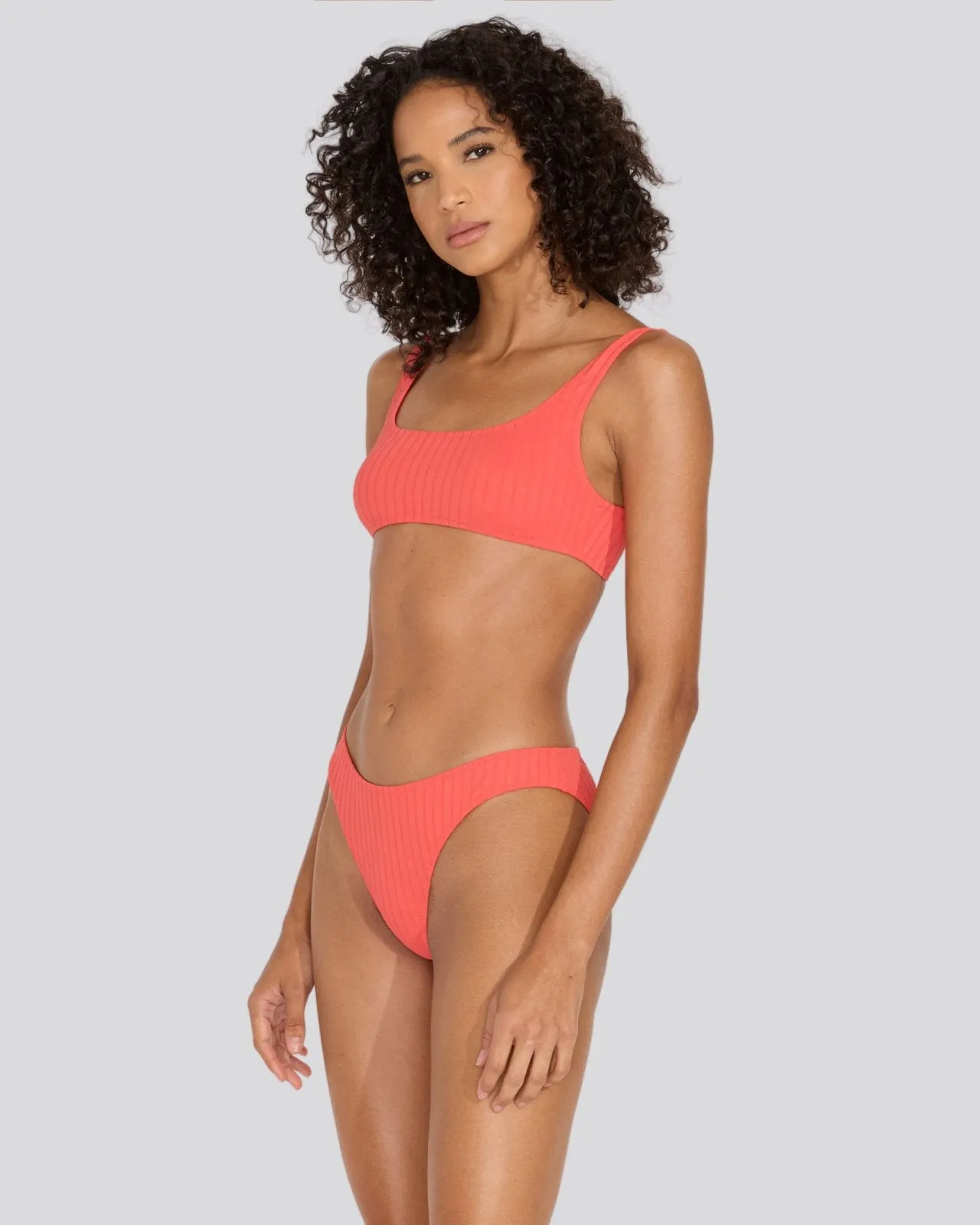Elle Ribbed Bikini Bottom Hot Coral sold by SOLID & STRIPED product image thumbnail 4