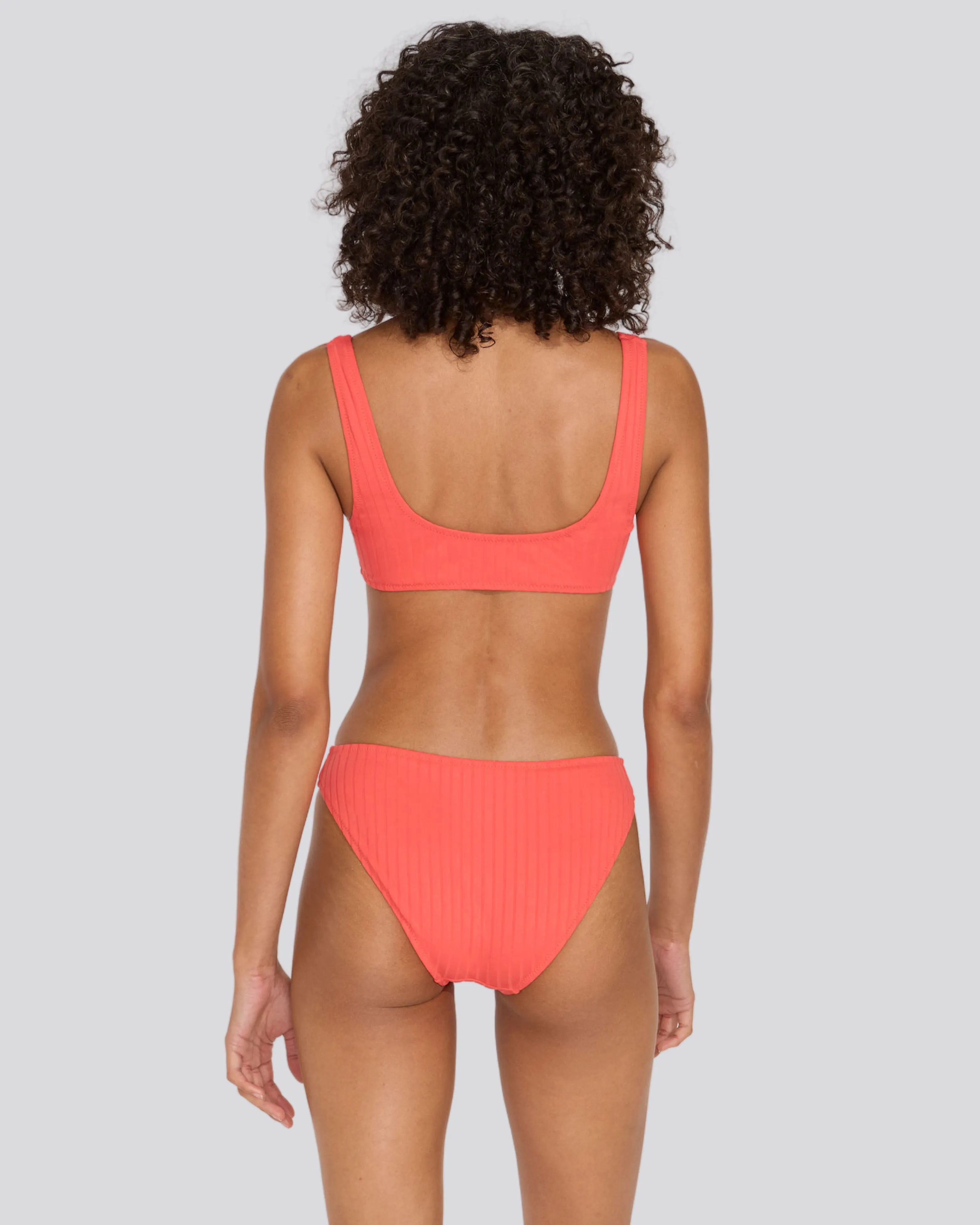Elle Ribbed Bikini Bottom Hot Coral sold by SOLID & STRIPED