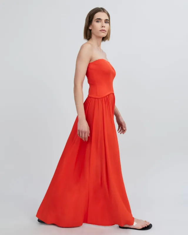 Strapless Soglio Dress Lava sold by SOLID & STRIPED