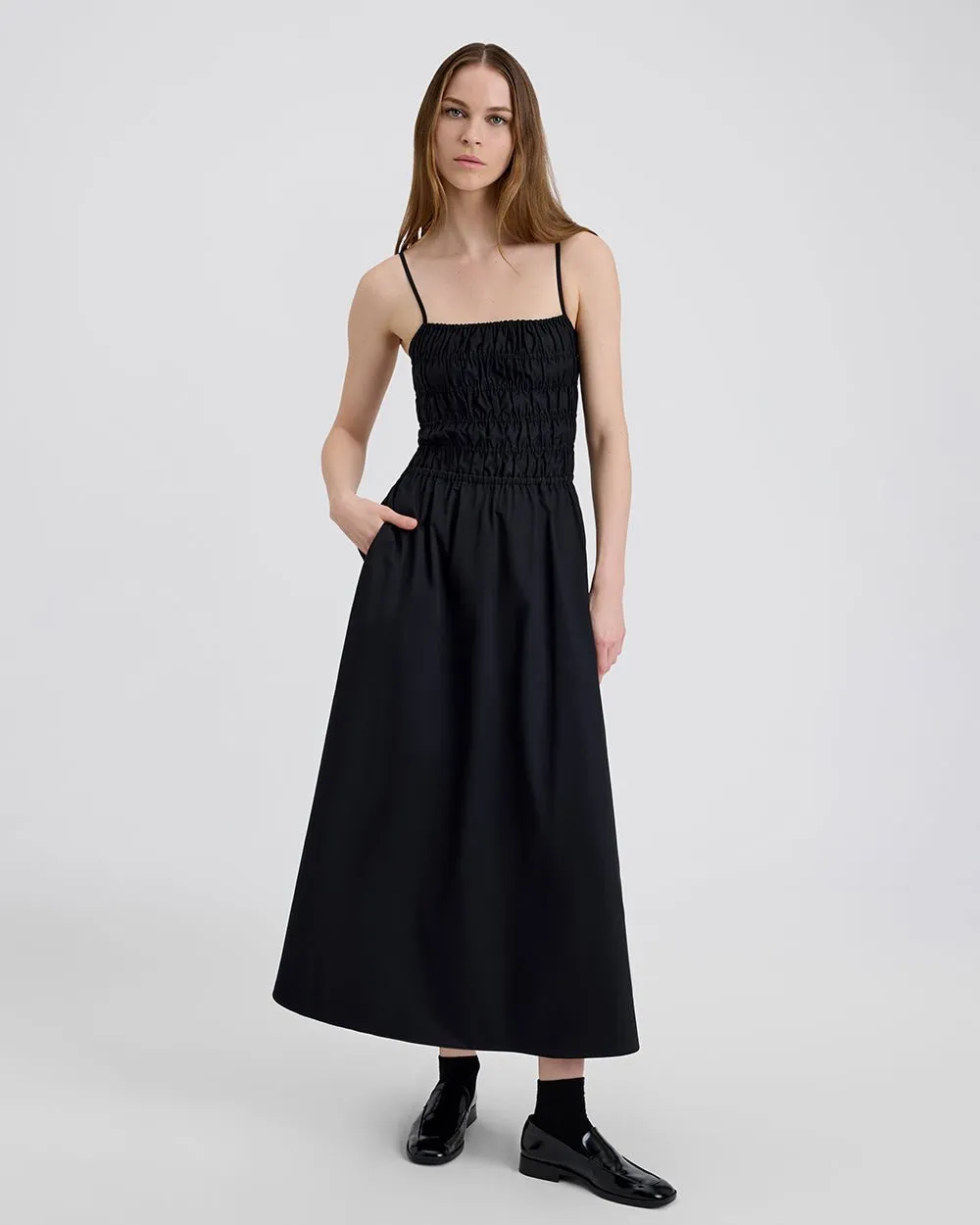 Delta Midi Dress Poplin Noir sold by SOLID & STRIPED