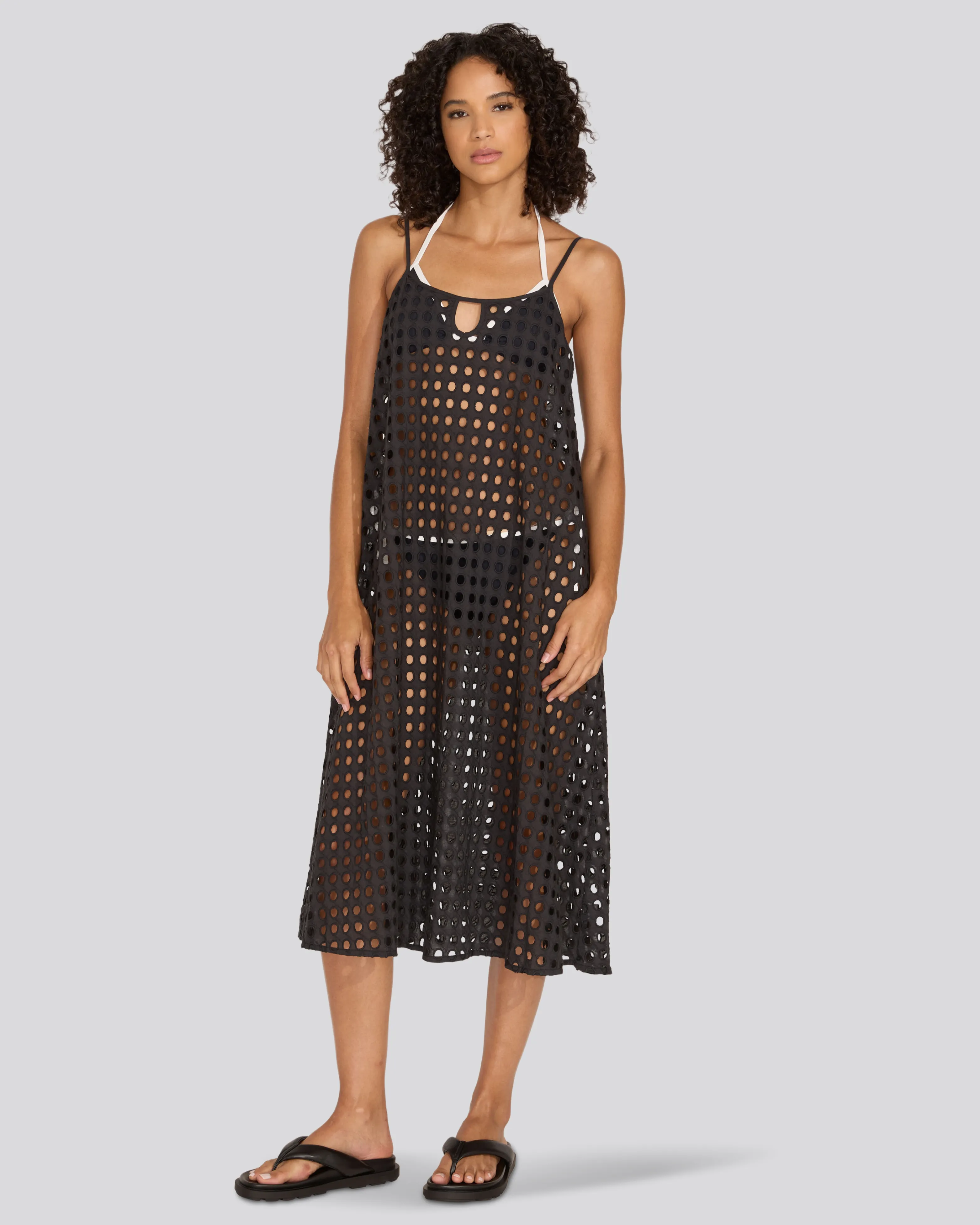 Eyelet Annika Midi Dress Noir sold by SOLID & STRIPED