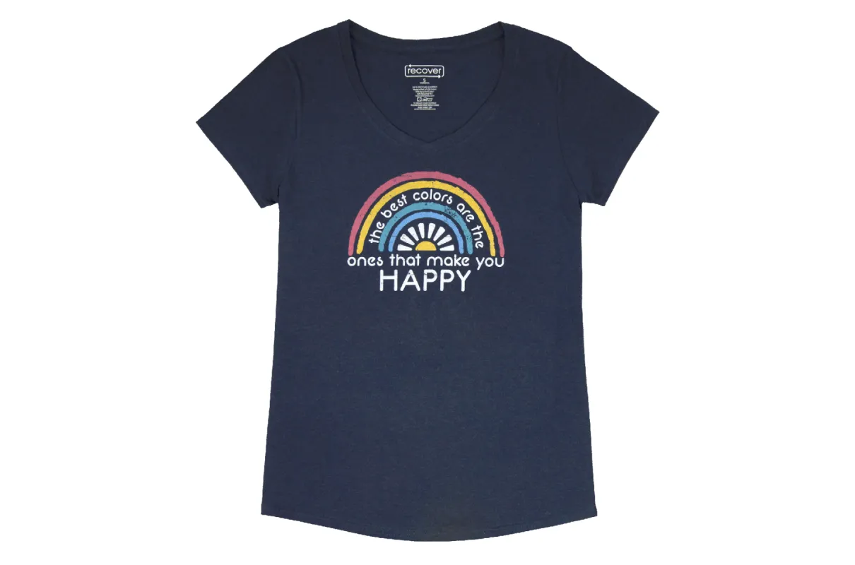 Women's V-Neck T-Shirt: Happy sold by Solmate Socks