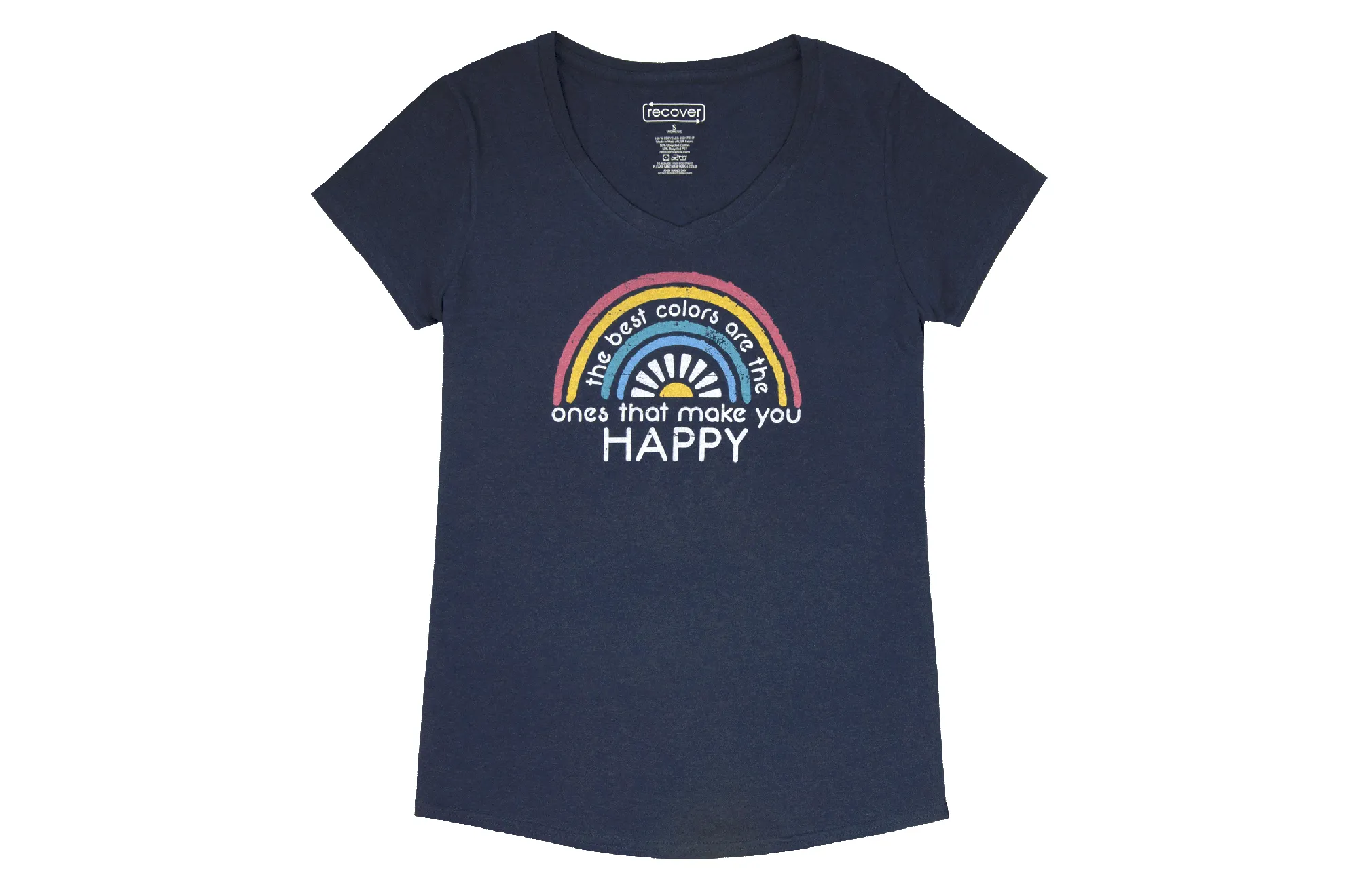 Women's V-Neck T-Shirt: Happy sold by Solmate Socks