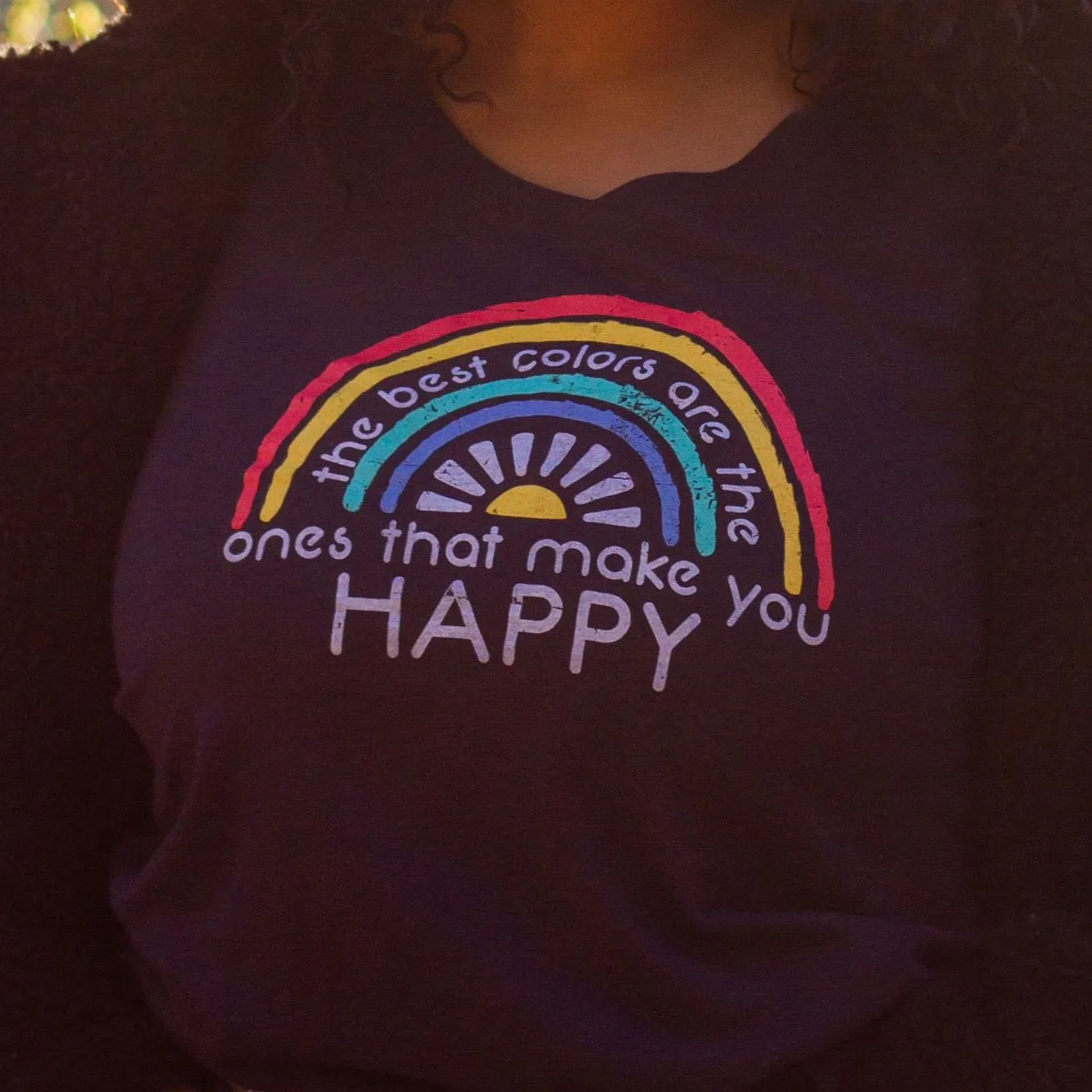 Women's V-Neck T-Shirt: Happy sold by Solmate Socks product image thumbnail 5