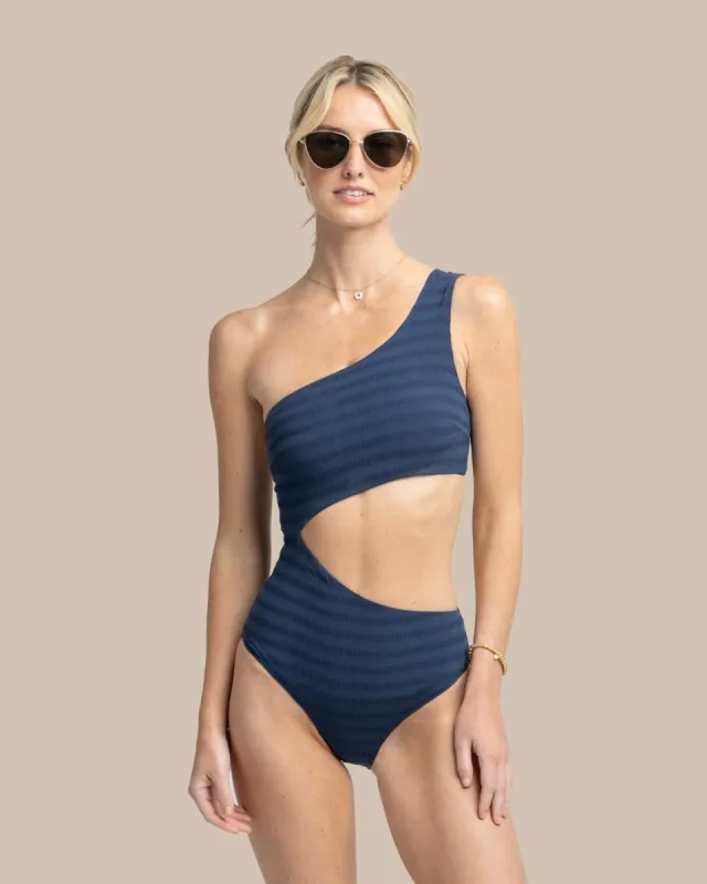 Texture One Shoulder One-Piece made by Southern Tide