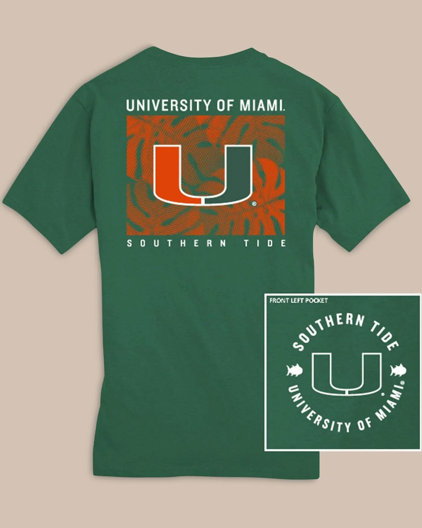 Miami Hurricanes Halftone Monstera T-Shirt sold by Southern Tide