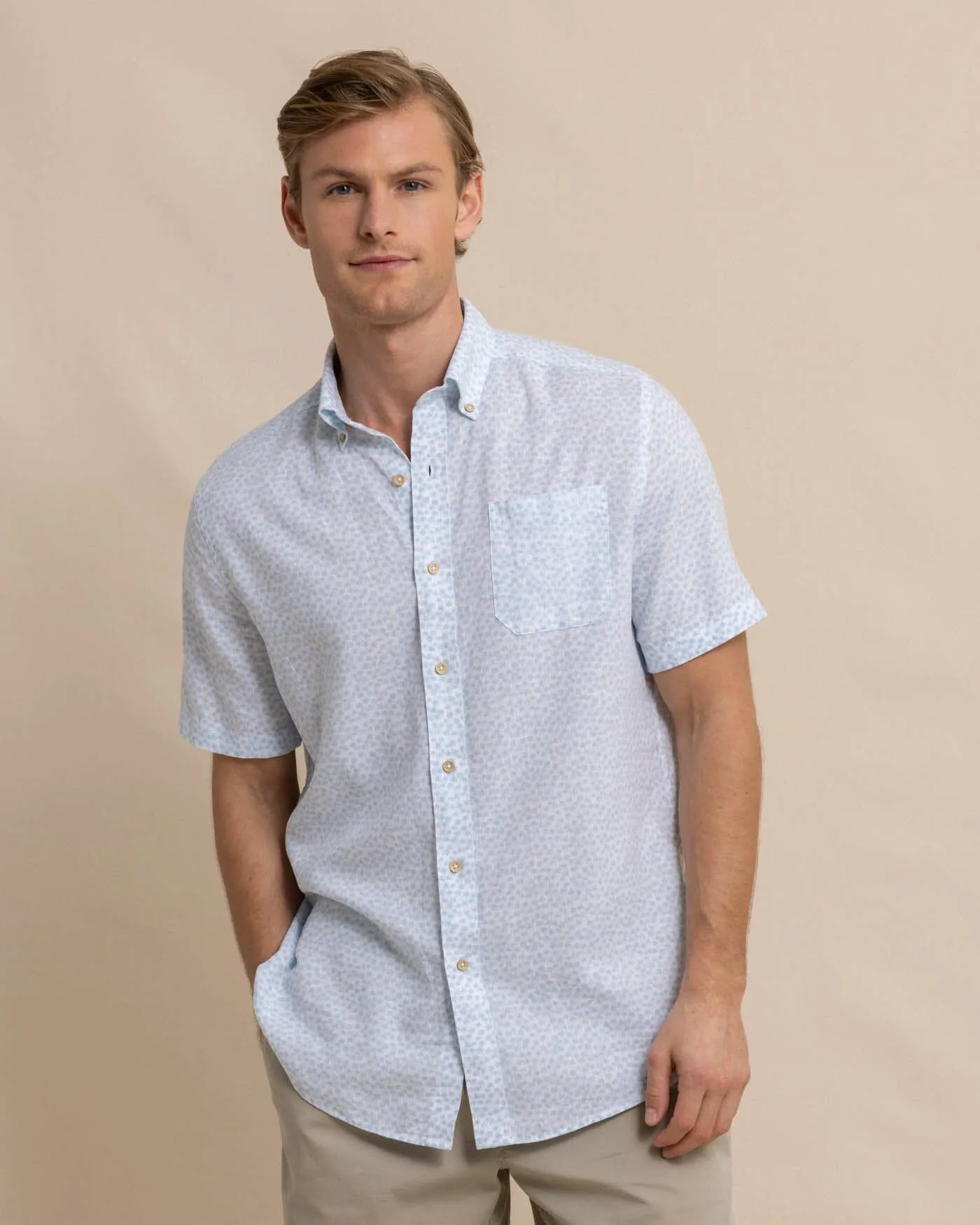 Linen Rayon Palm and Breezy Short Sleeve Sport Shirt sold by Southern Tide