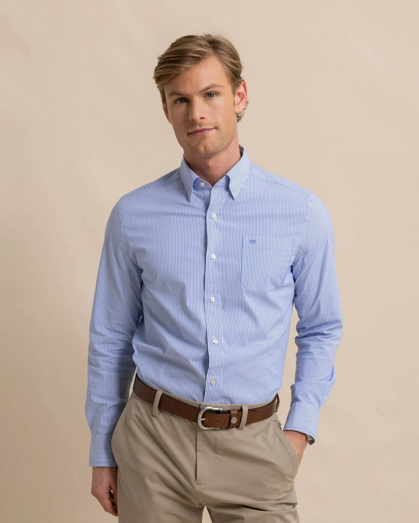 Charleston Granby Stripe Long Sleeve Sport Shirt sold by Southern Tide