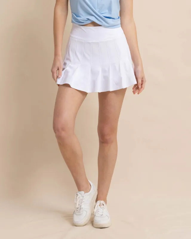 Gwen Solid Pleated Performance Skort sold by Southern Tide